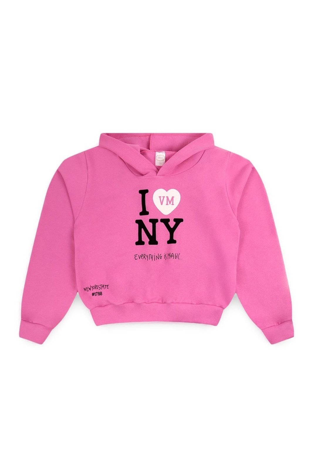 Infantil - Blusa Moletom Juvenil Menina c/ Capuz Cropped New York