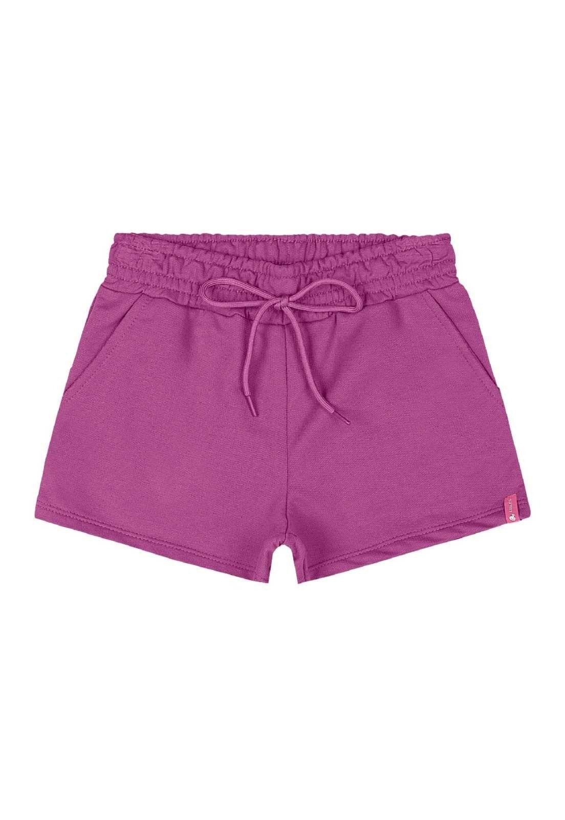 Infantil - Short Básico em Moletom Menina Quimby Roxo