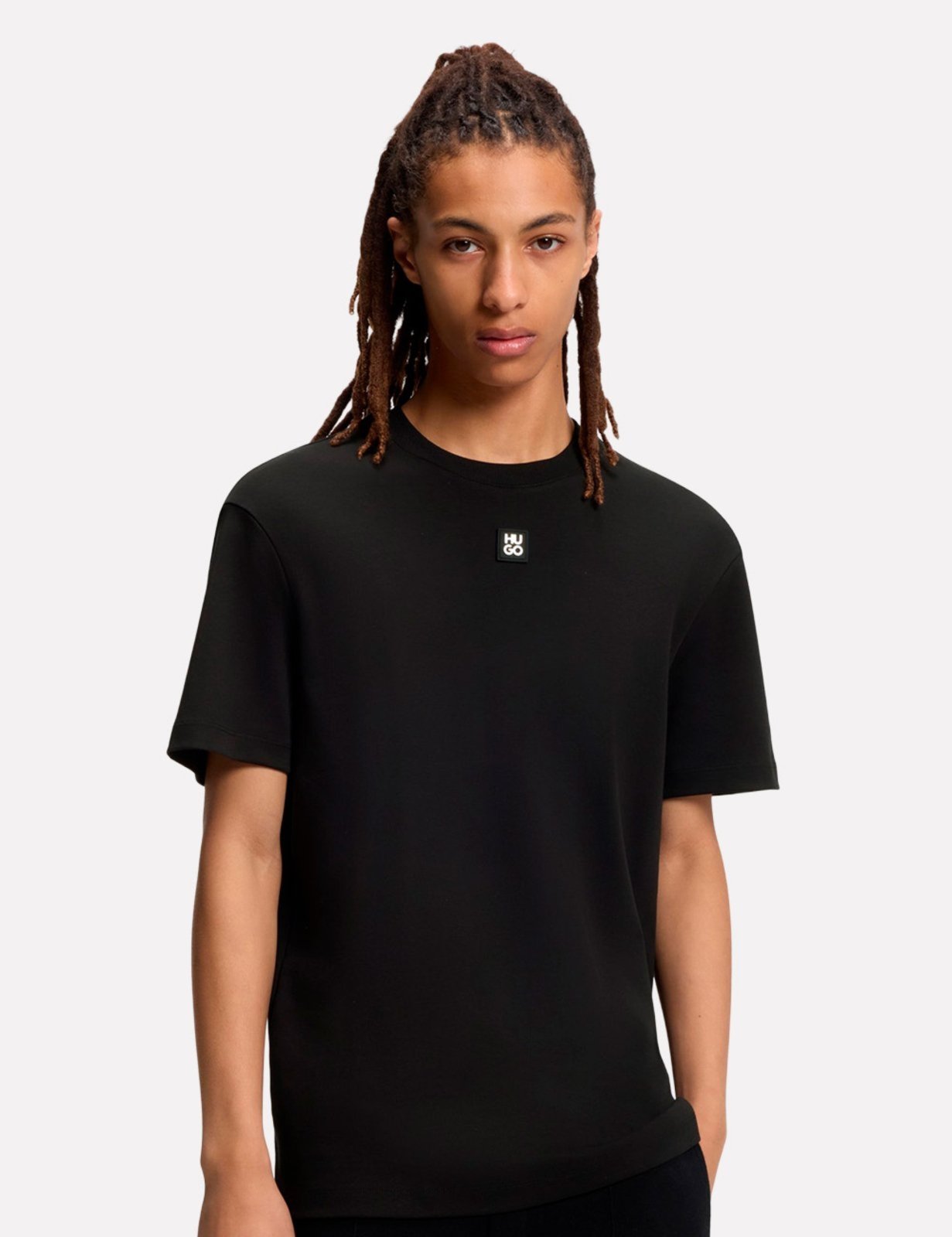 Camiseta Hugo Boss Masculina Regular Fit Dalile Preta/Metálica