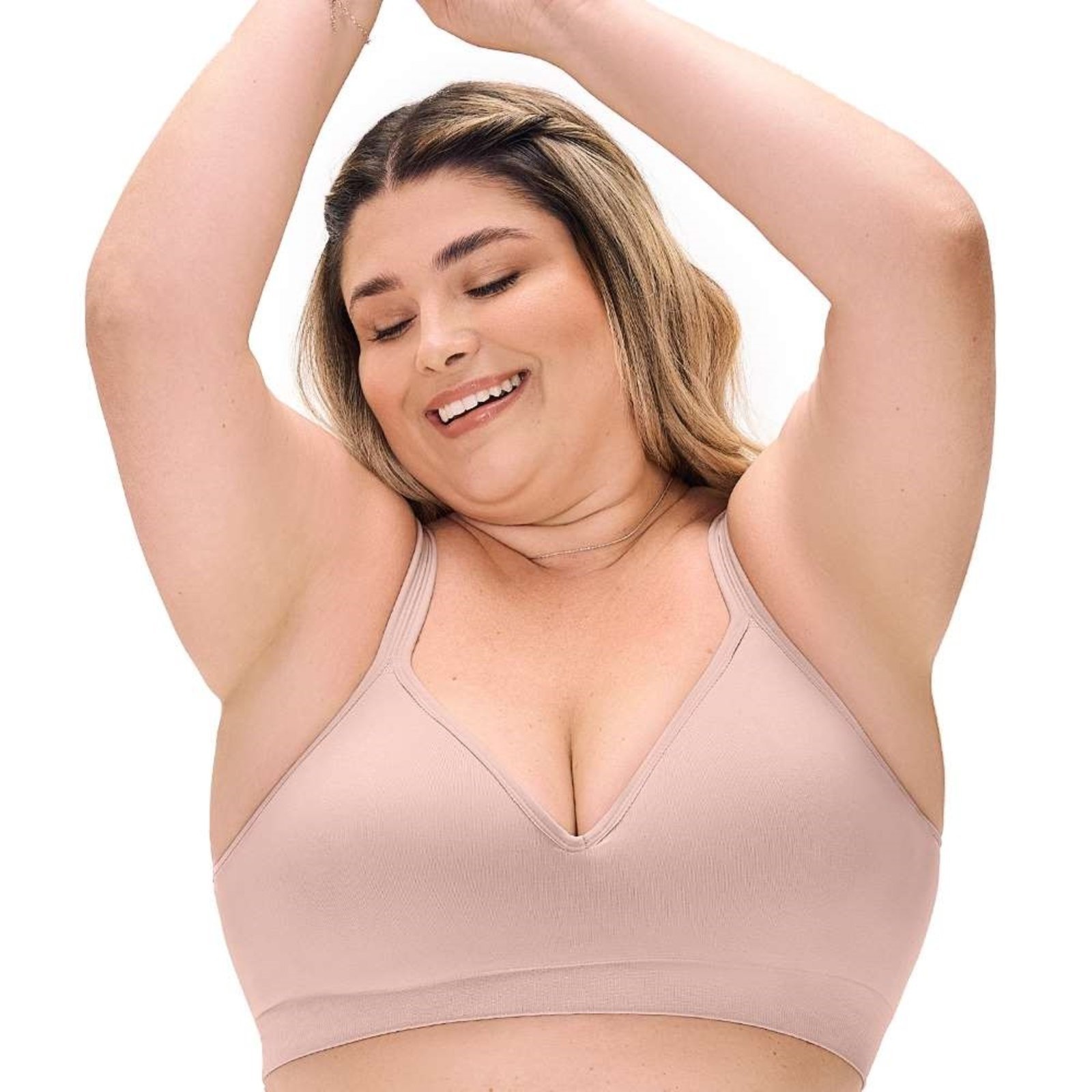 Sutiã Comfort Plus Duplo Alças Largas Reguláveis com Bojo sem Costura Blush Zee Rucci