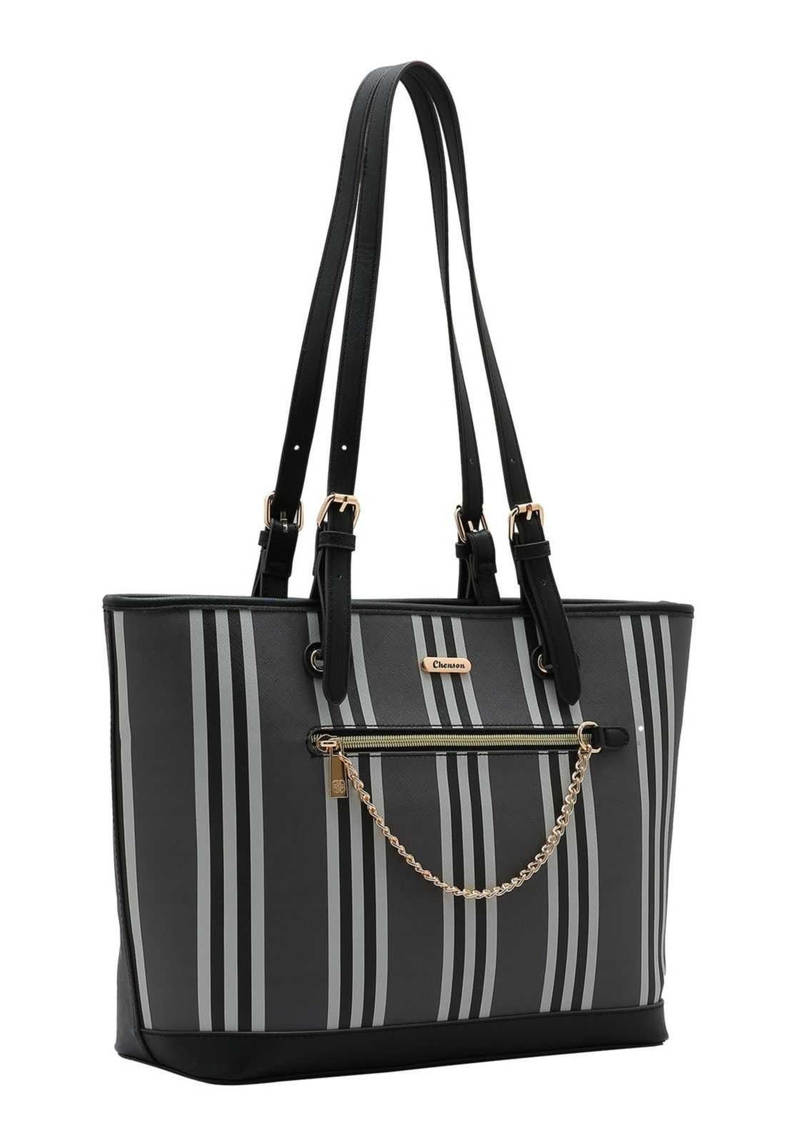 Bolsa Feminina Chenson Listras 3485272 Preto