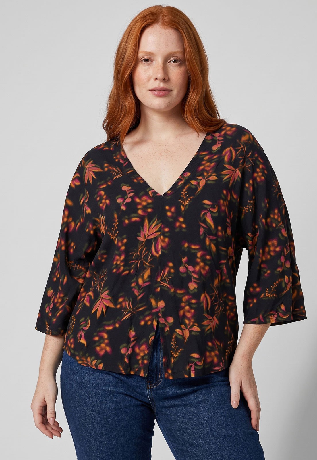 Blusa Feminina Lez a Lez Rayon Bali Estampada Preta