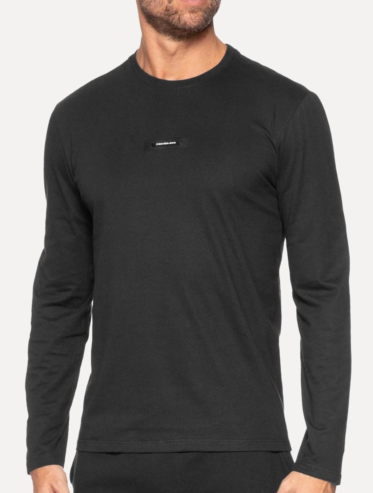 Camiseta Calvin Klein Masculina Manga Longa Logo Center