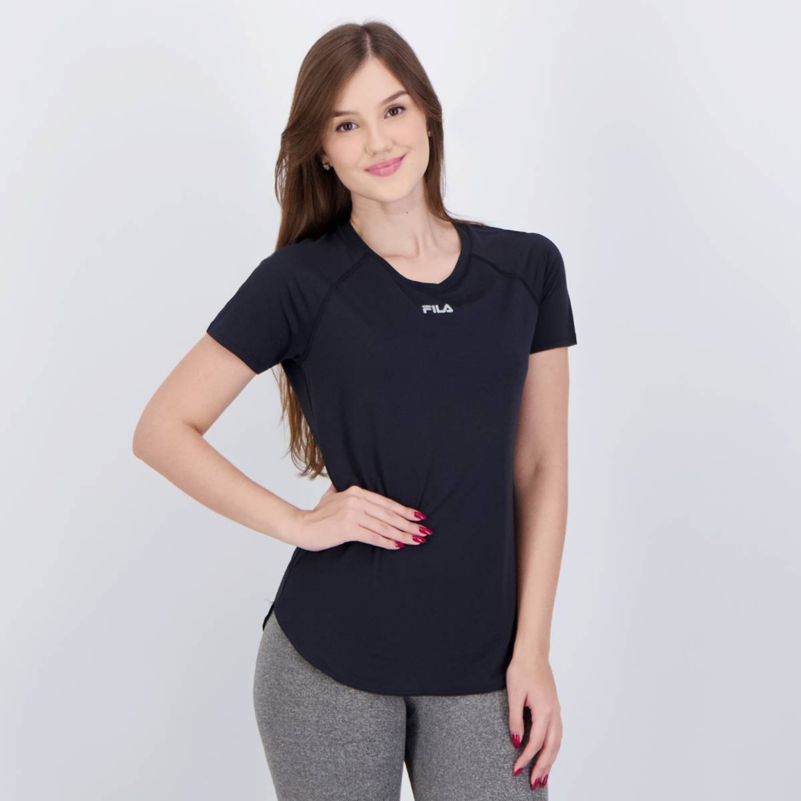 Vista 3 Camiseta Fila Bio Feminina Preta preto Fila preto