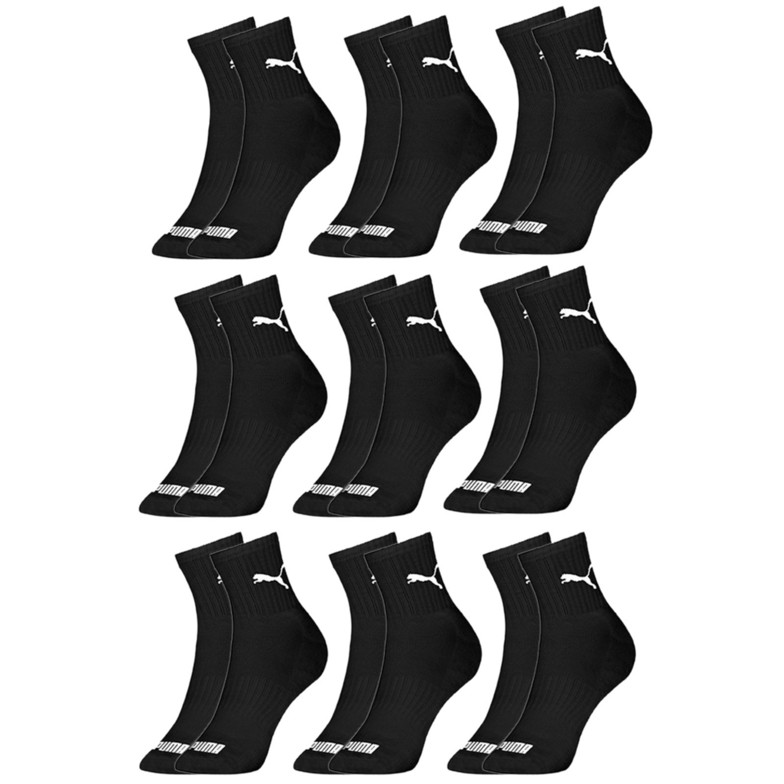 Kit 9 Pares Meias Puma Cano Médio Algodão Masculino Original Preto