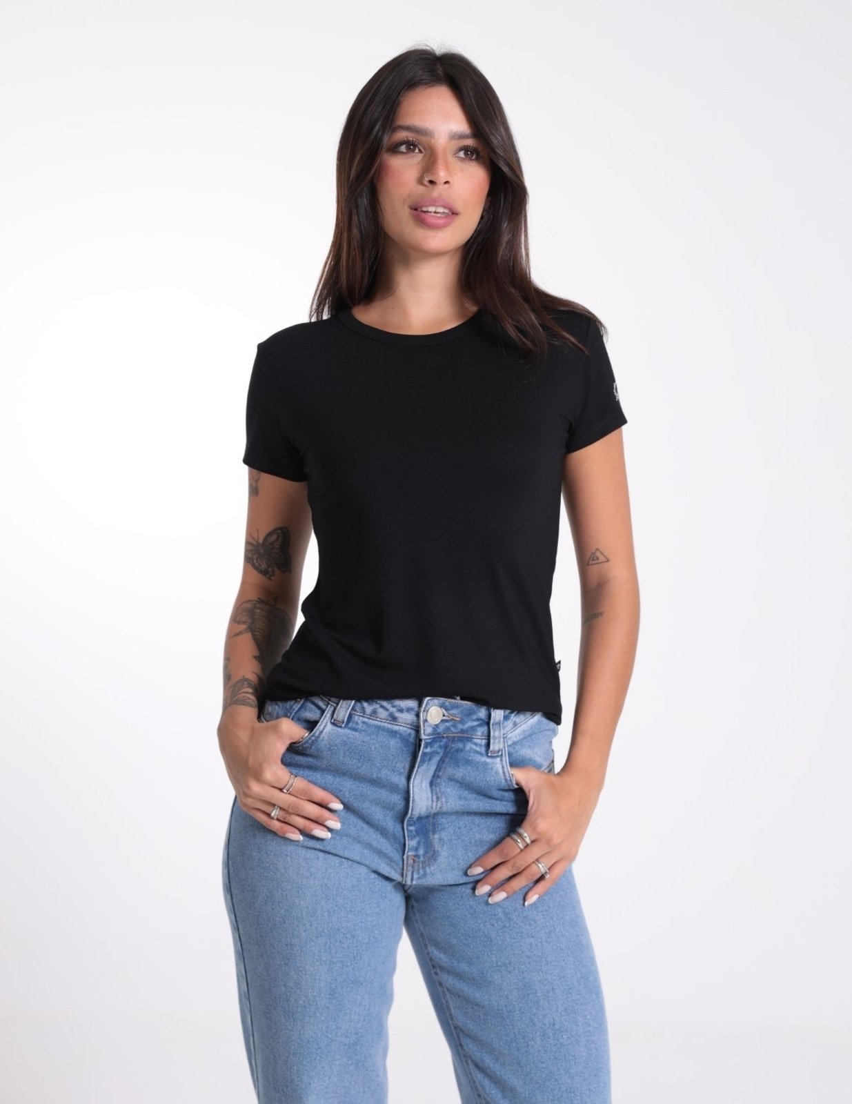 Blusa Baby Look Basica Manga Curta Feminina Revanche Sylfaena