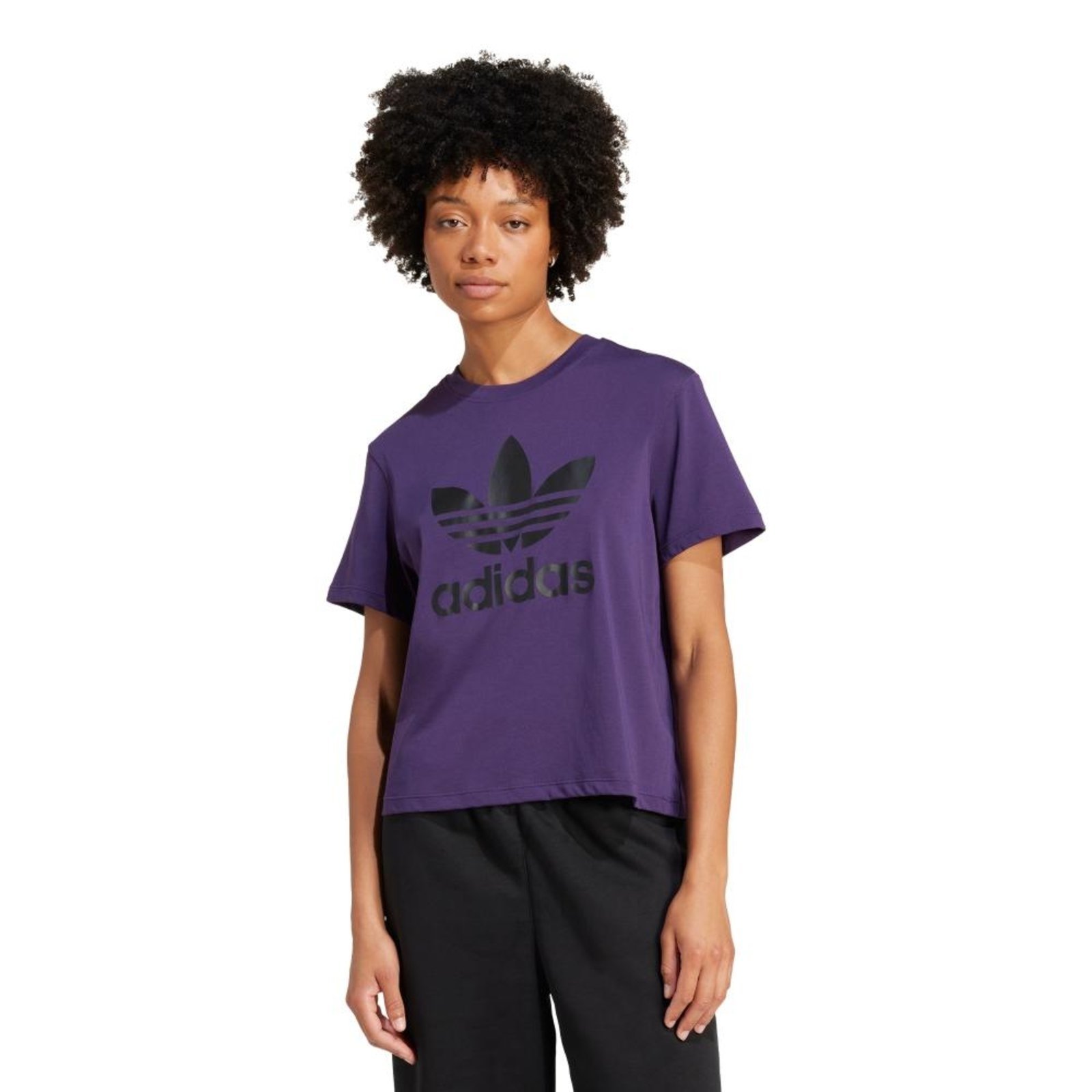 Camiseta Boxy Adicolor Trefoil adidas Originals Roxo