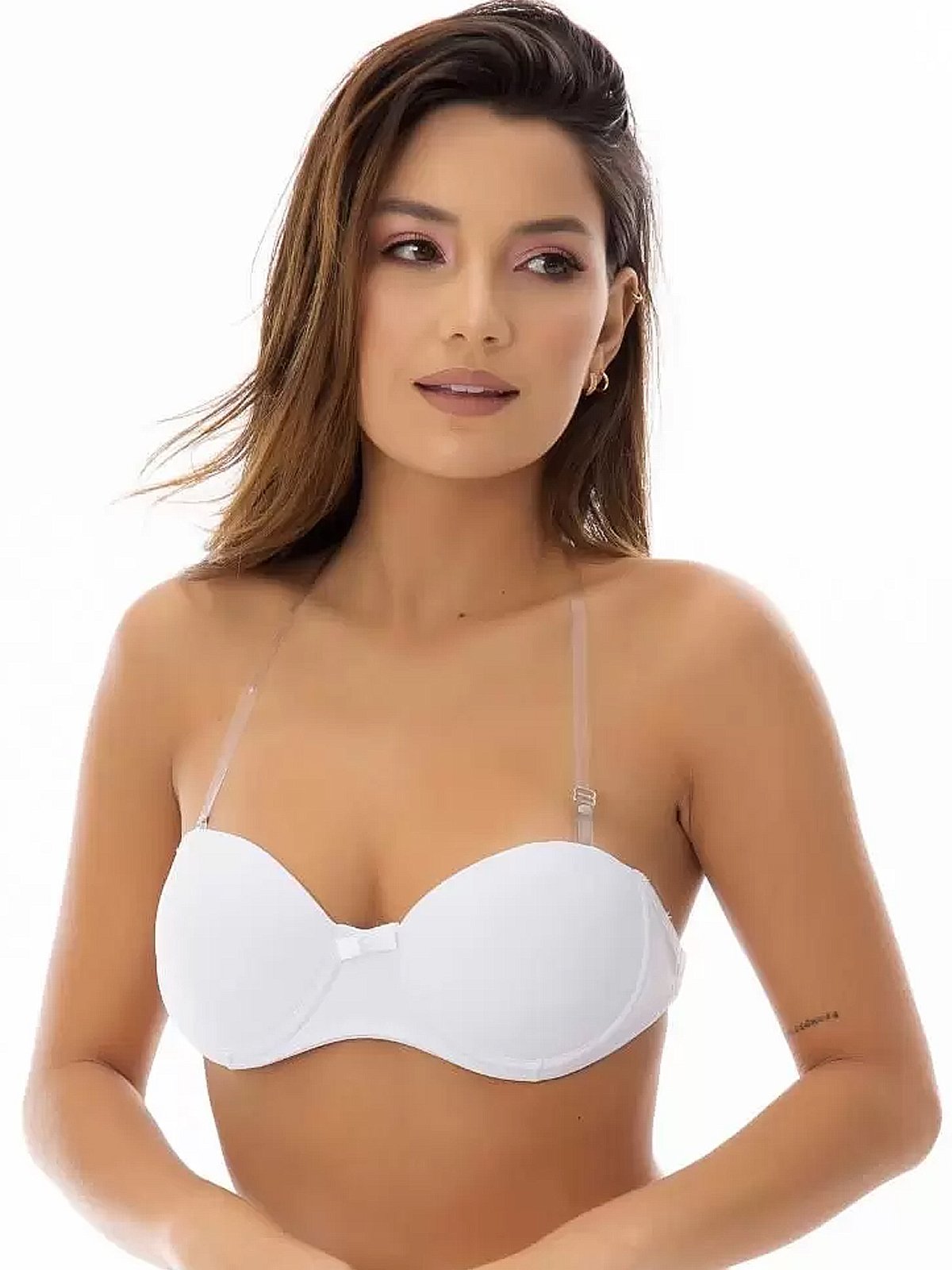 Sutiã Bravaa Store Costa Nua Com Alça de Silicone Discreto Regulável E Removível com Bojo Sutian Branco 127