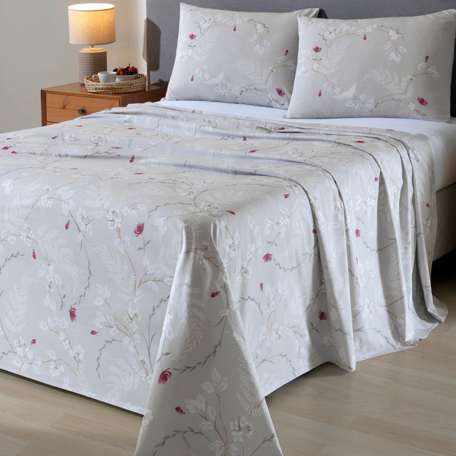 Jogo de Cama Queen 4 Peças Lençol com Elástico Algodão Percal 180 Fios 158x198x35cm Dohler