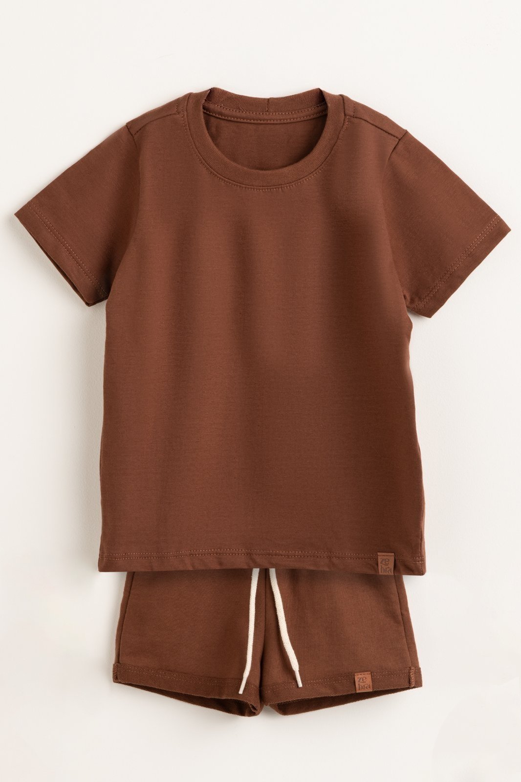 Infantil - Conjunto Unissex Com Camiseta e Short Marrom Zebra&Friends