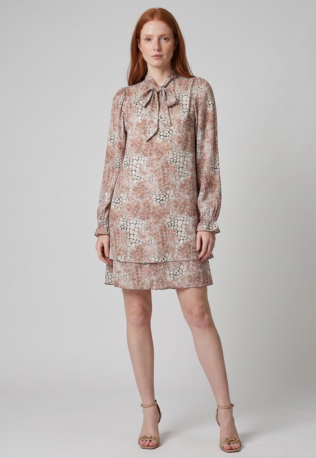 Vestido Feminino Lez a Lez Detalhe Amarração Bege