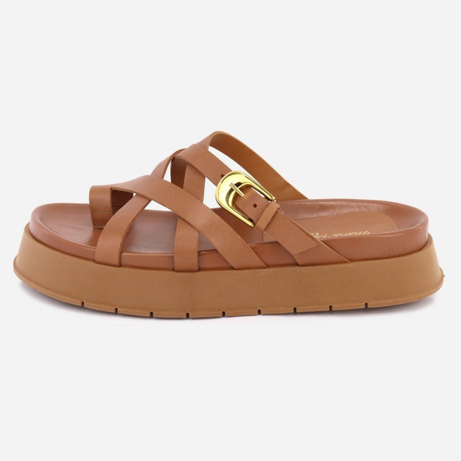 Sandália Feminina Plataforma Confortável Couro Tiras Cruzadas Elegante Casual Versátil