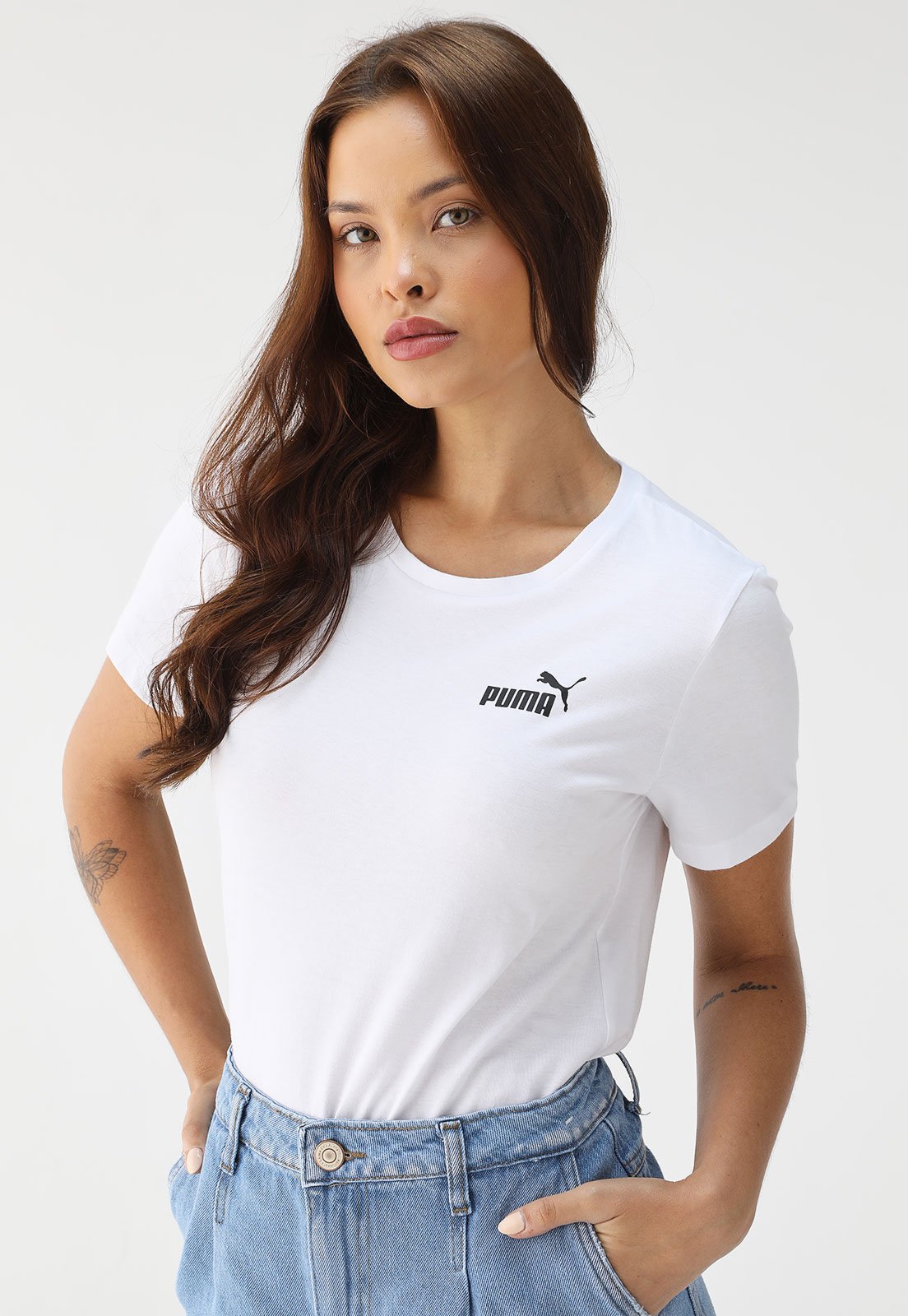 Camiseta Puma Slim Small Logo Branca