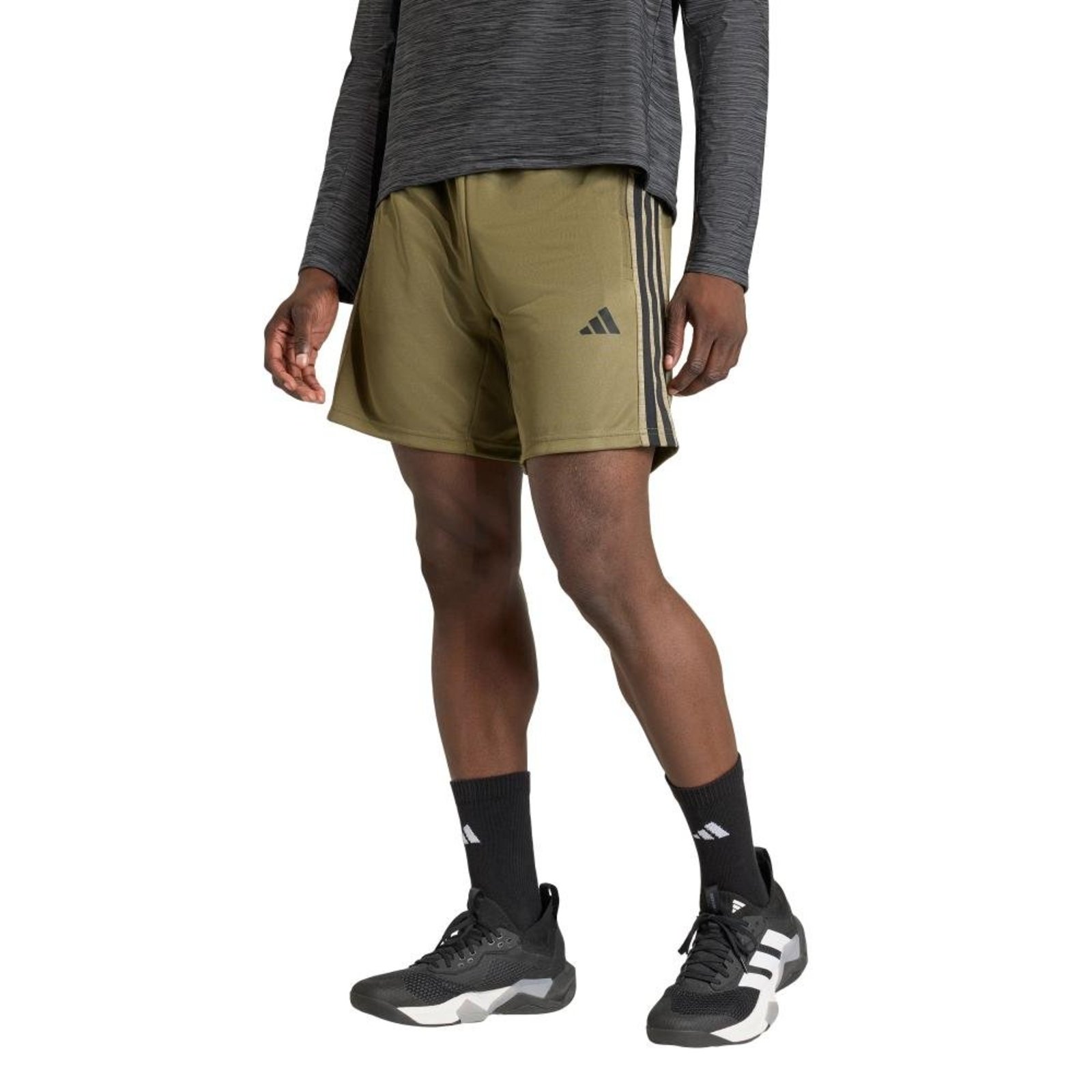 Shorts de Treino em Malha Essentials All-Set 3 Listras adidas Performance Verde