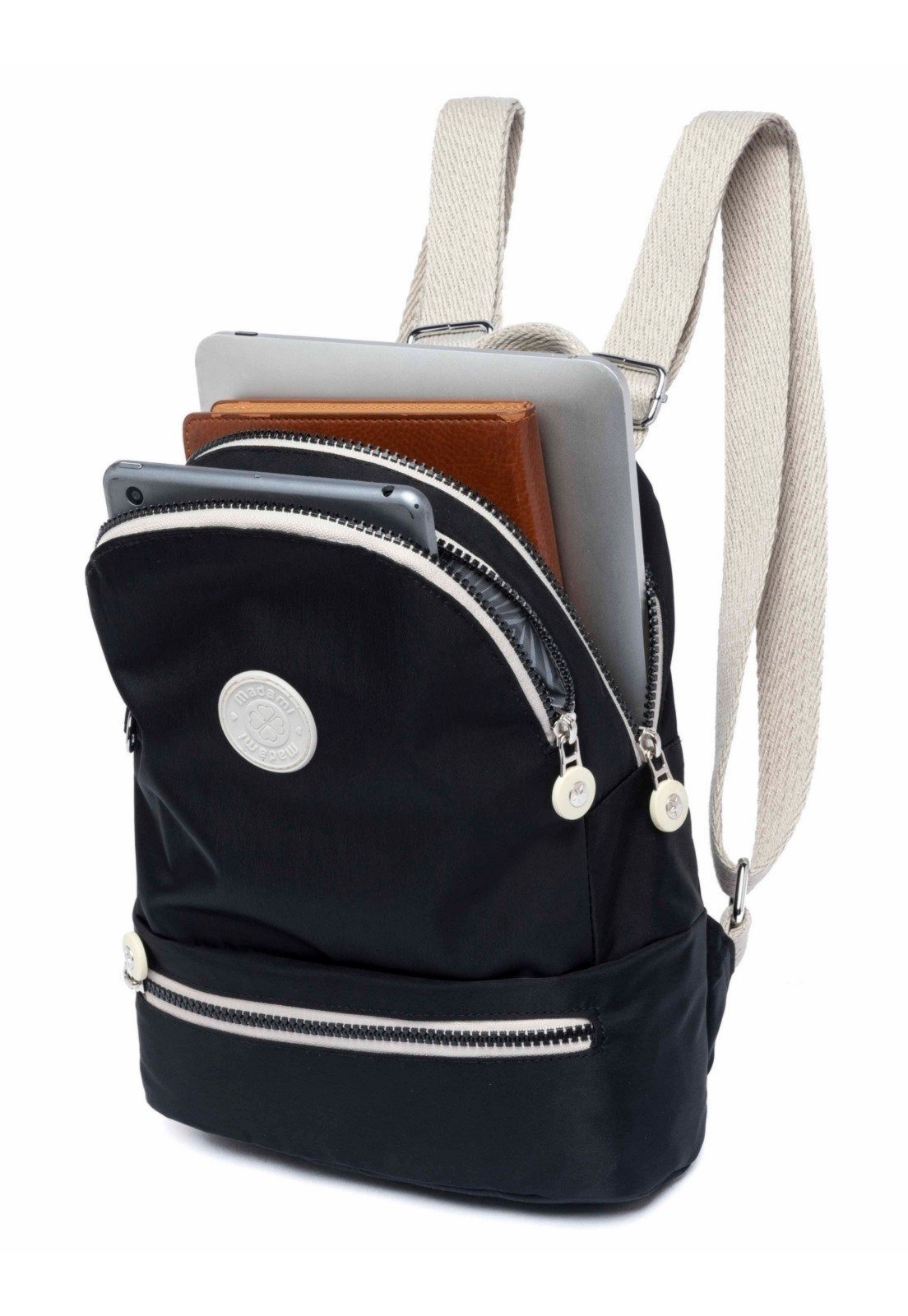Vista 3 Mochila Feminina Resistente Bolsa Reforçada Escolar Casual Madami preto Madami preto