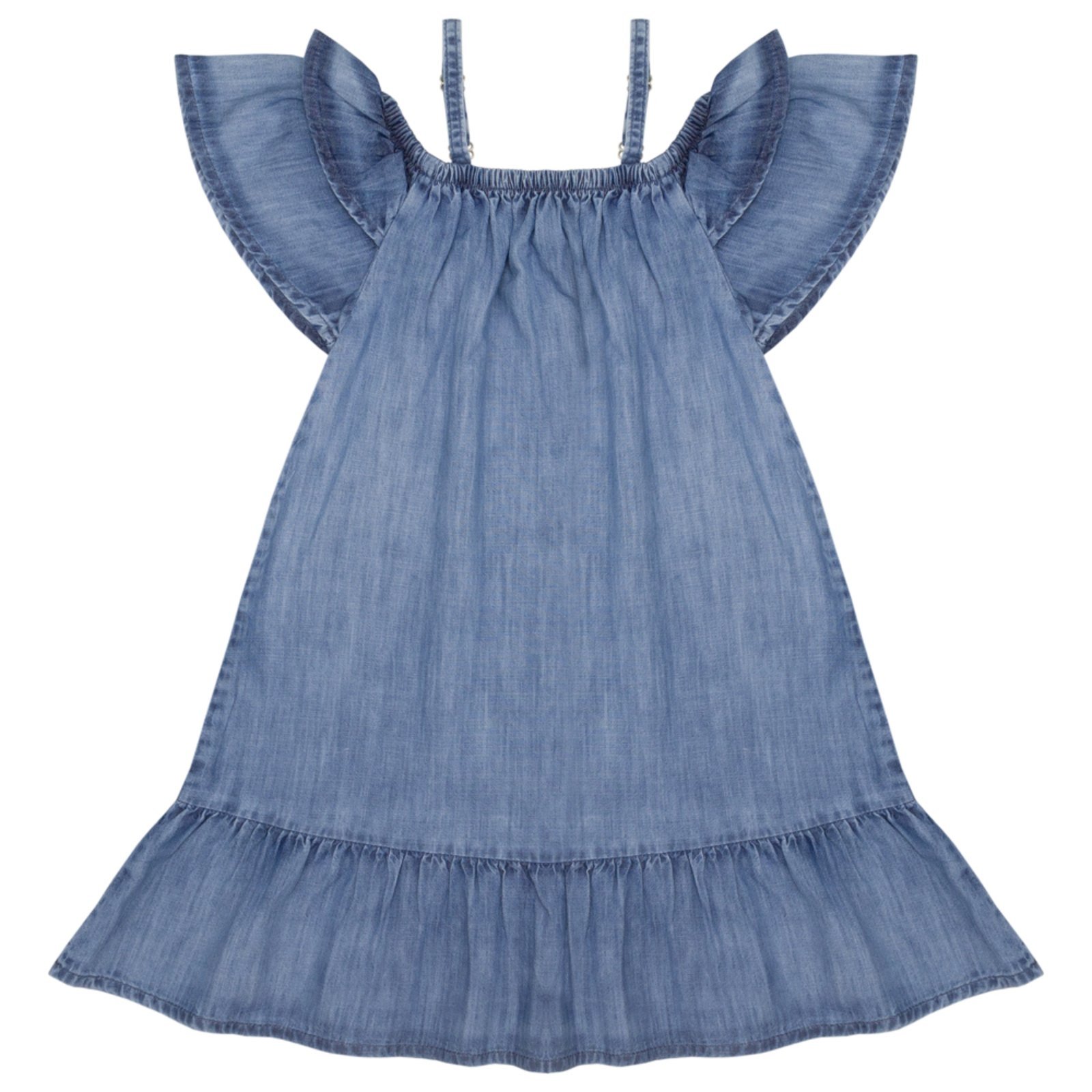 Vista 3 Infantil - Vestido Look Jeans Manga Godê Jeans azul Look Jeans azul