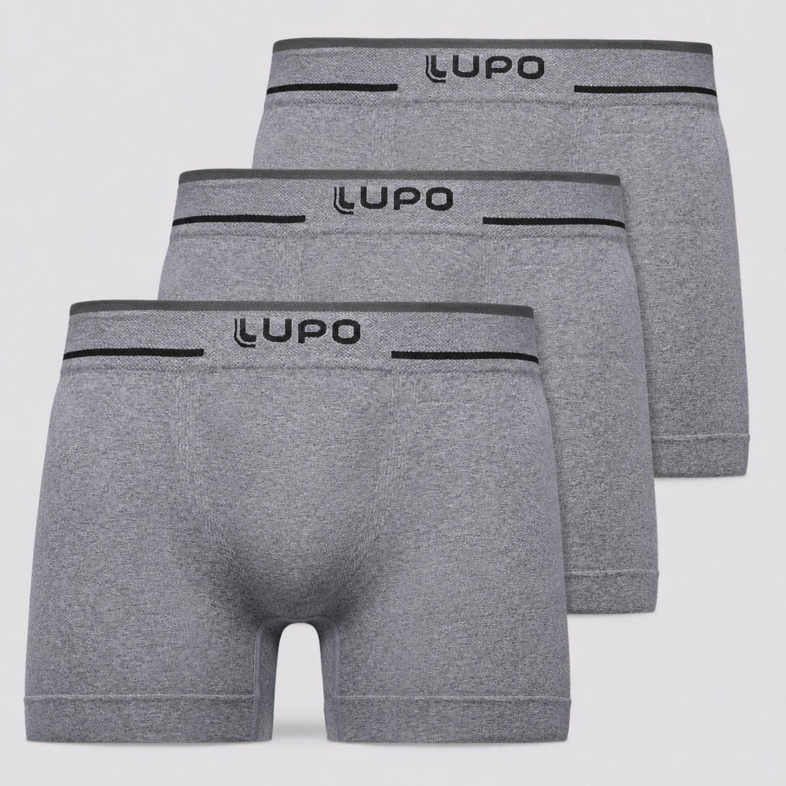 Kit 3 Cuecas Boxer Lupo Microfibra Sem Costura Cinza