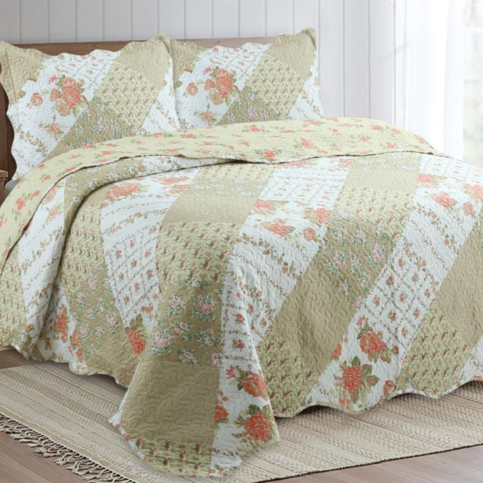 Kit Cobre Leito Colcha Casa Scarpa Mix King Estampado Dupla Face Floral 3 Peças - Jéssica