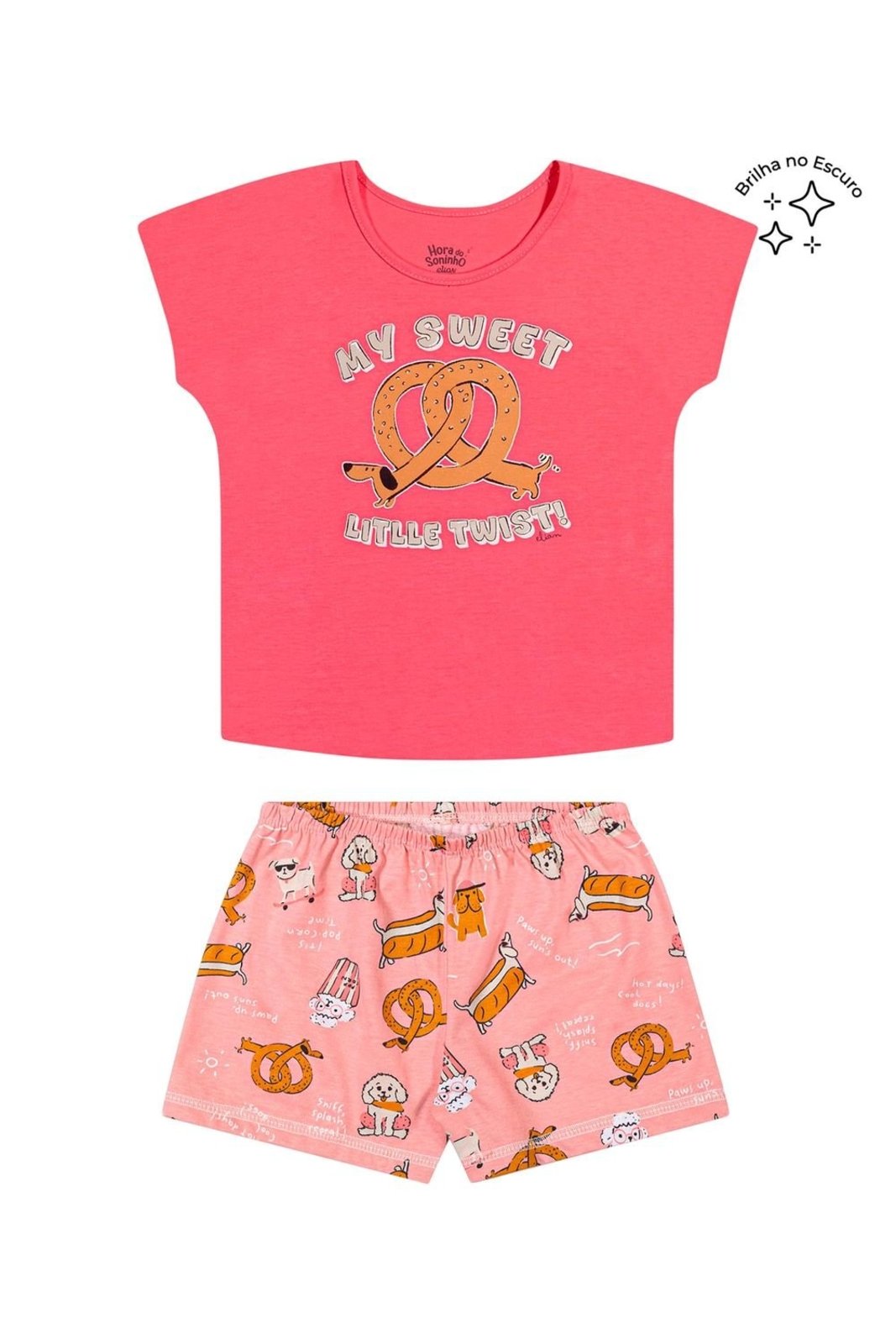 Pijama Menina Brilha no Escuro Elian Rosa