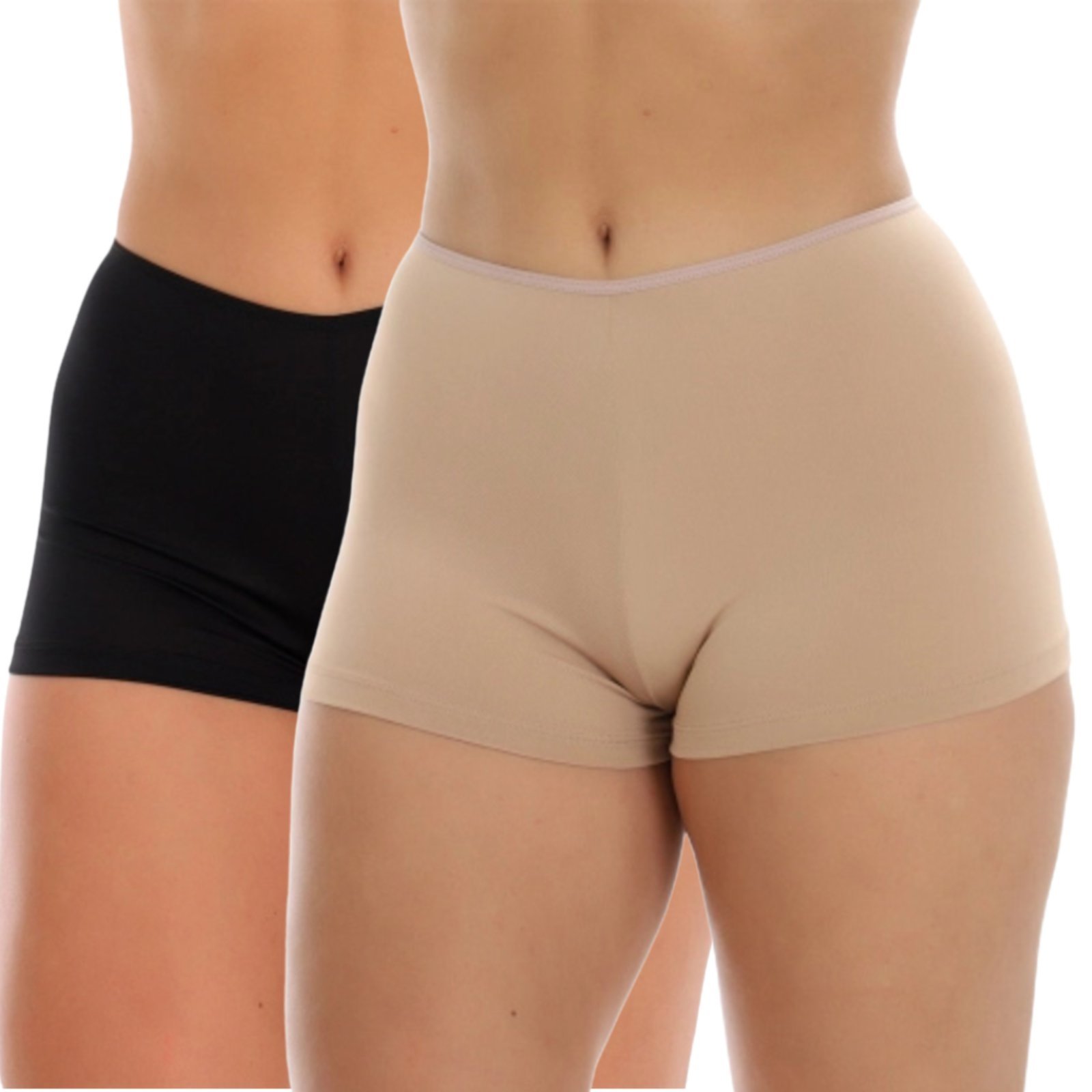 Kit 2 Short Segunda Pele Reflexo Íntimo Anágua Anti Atrito Para Usar Por Baixo Bege e Preto