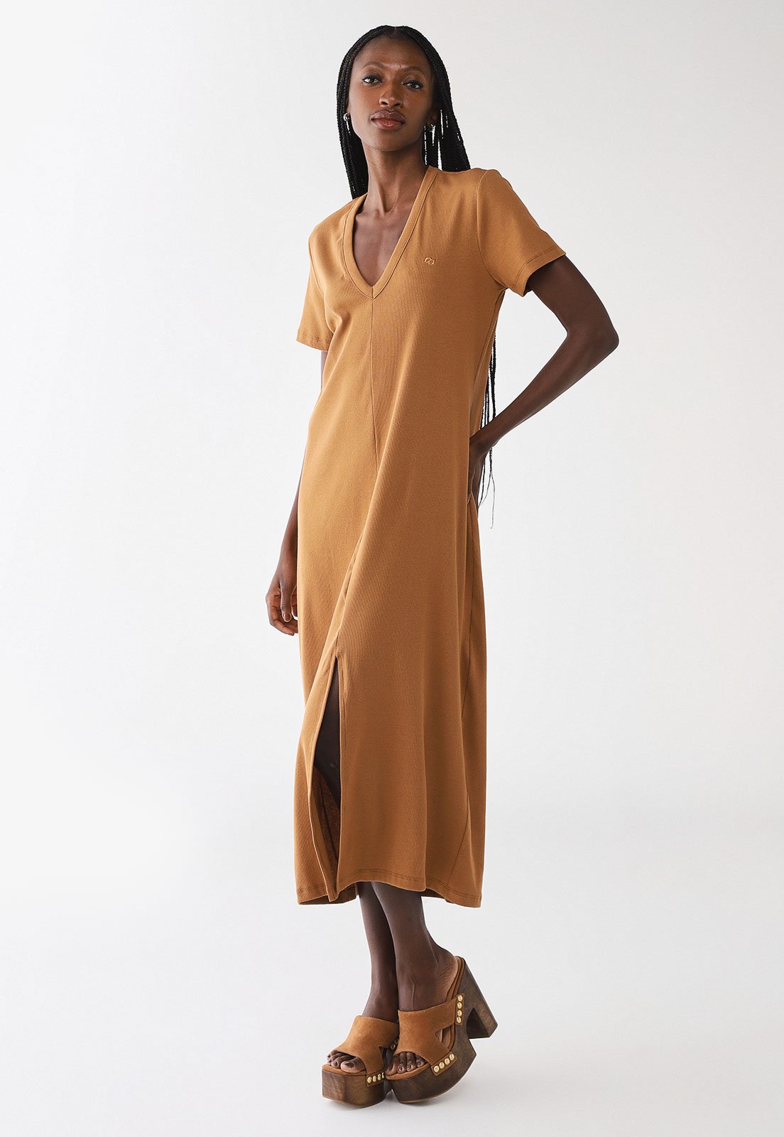 Vestido Feminino Colcci Midi Reto Caramelo