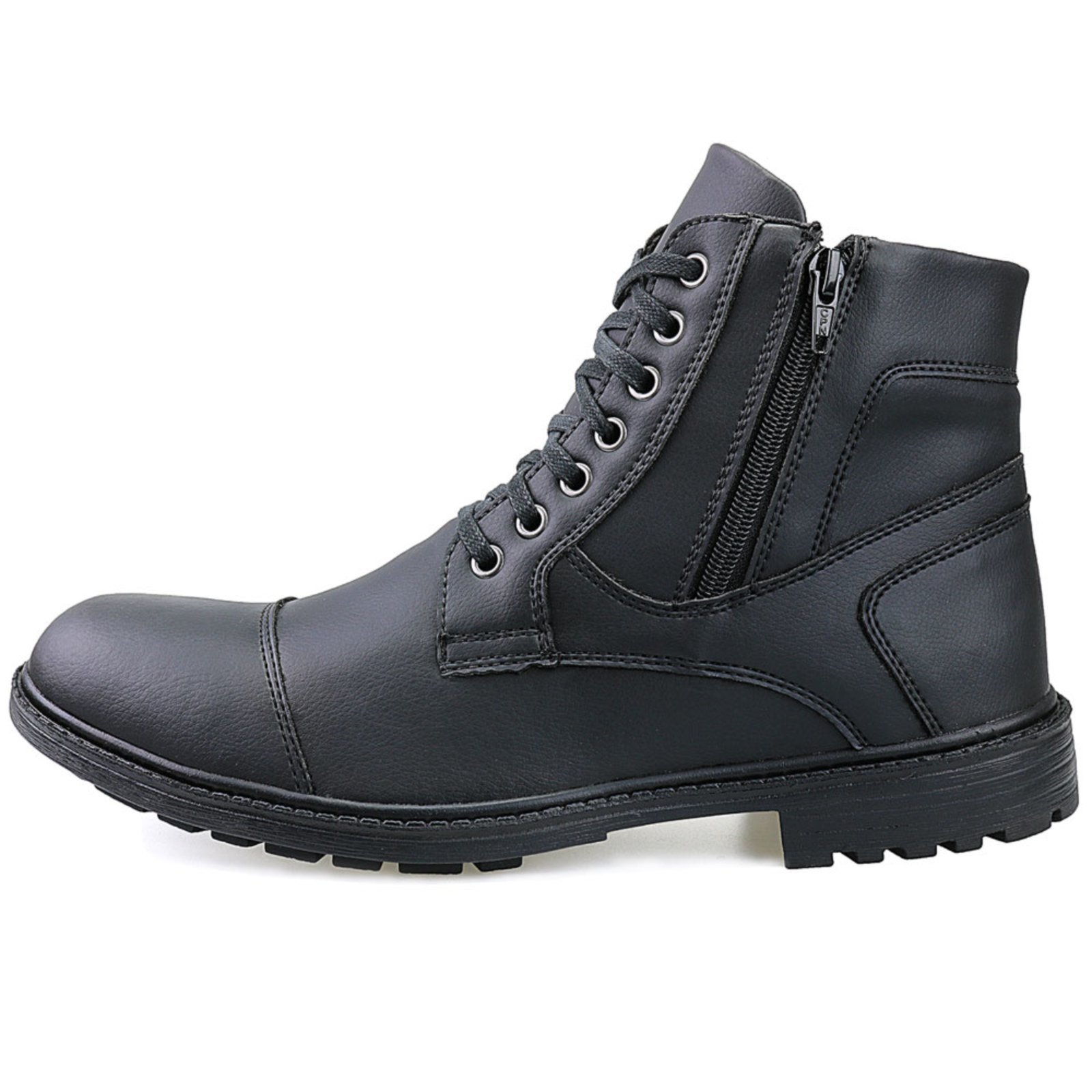 Bota Casual Cano Médio Com Zíper Preto