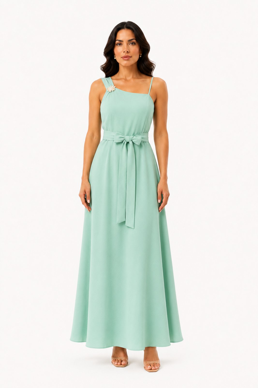 Vestido Longo D Bell Outlet Fashion Assimétrico Verde
