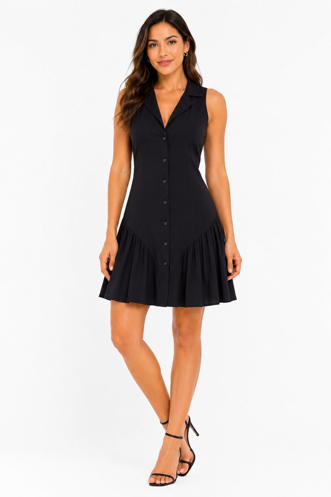 Vestido Curto D Bell Outlet Fashion Gola Camisa Preto