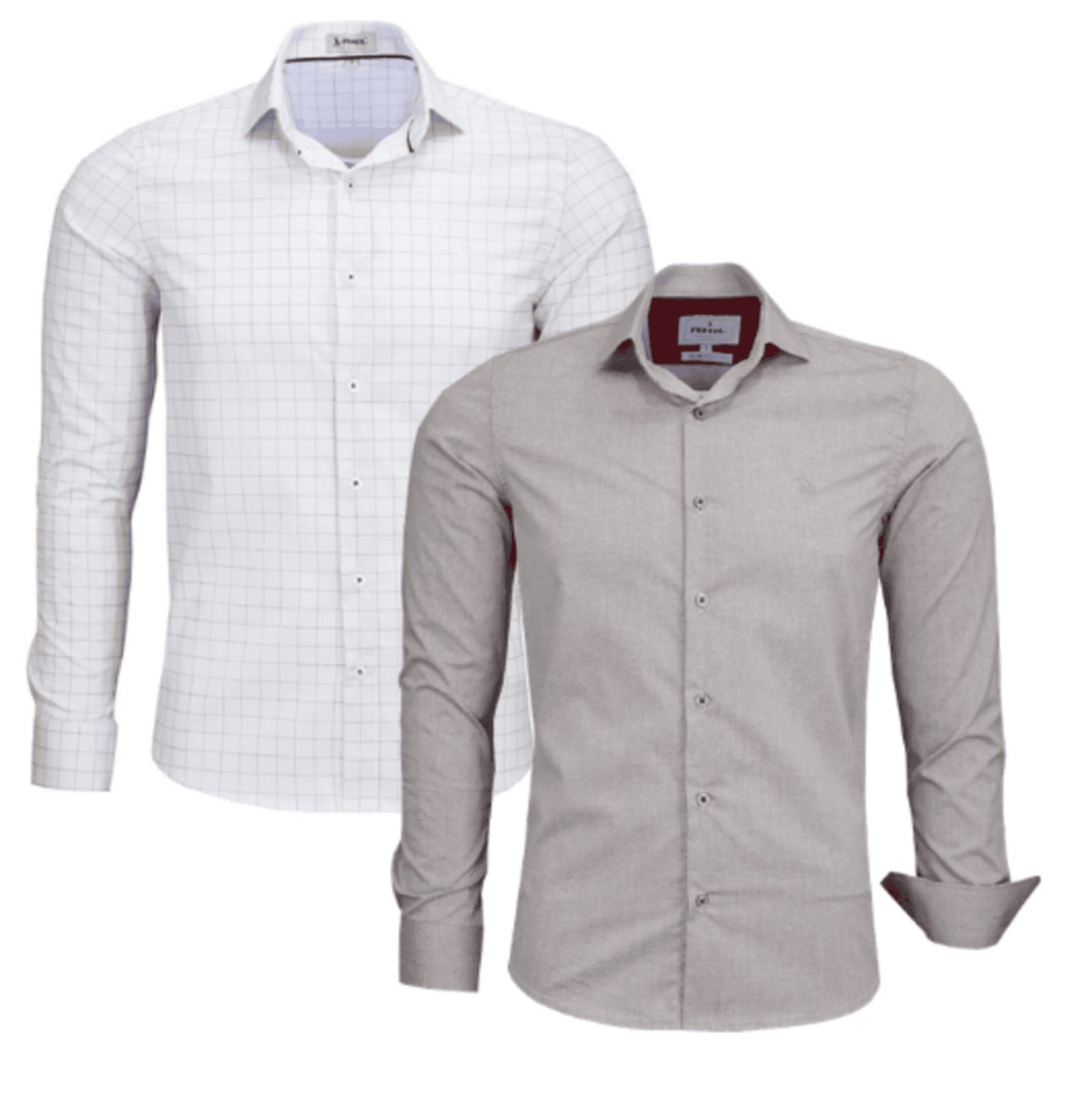Kit 2 Camisas Sociais Amil Slim Expert Misto com Elastano M/Longa Luxo Cor04/Vinho
