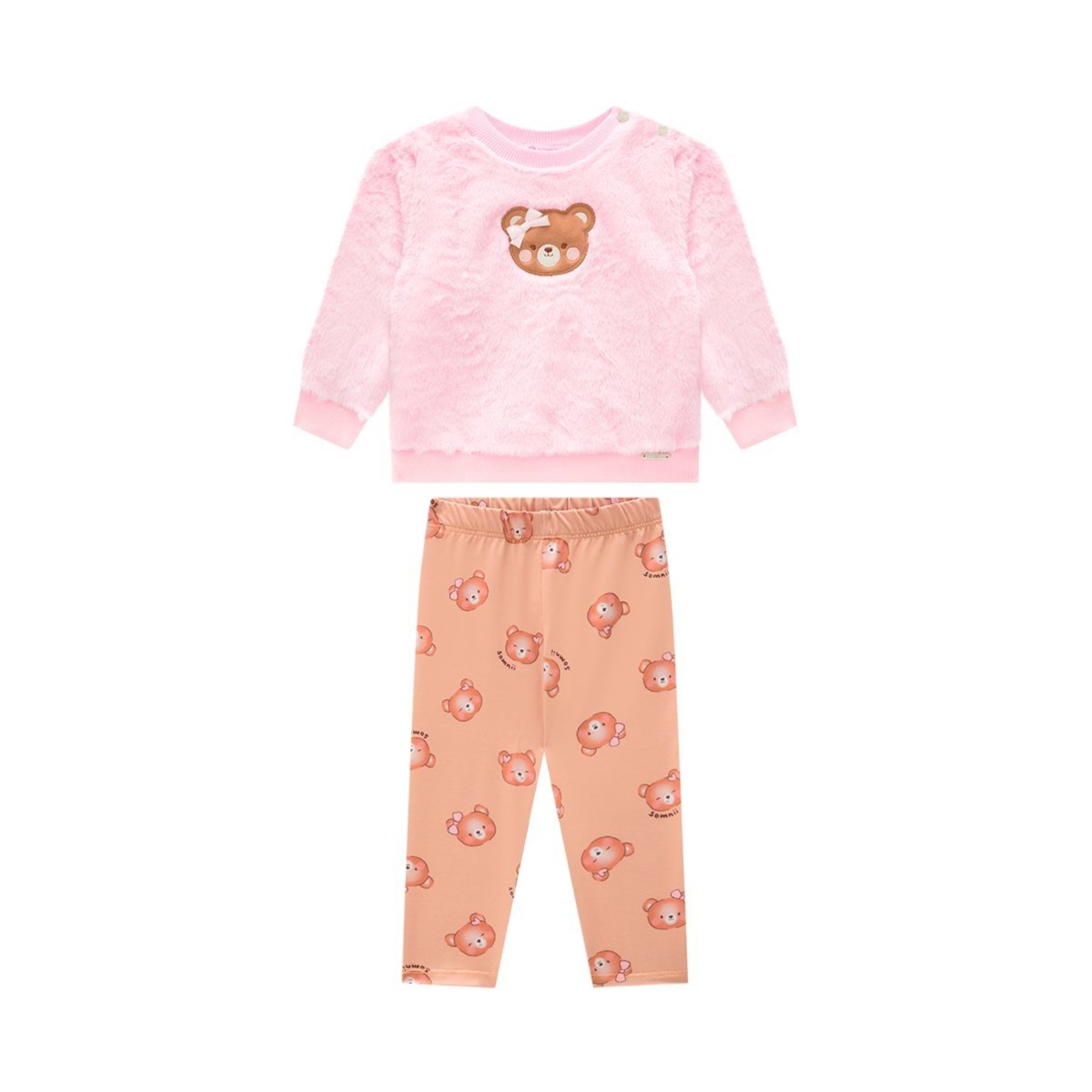 Infantil - Conjunto Menina Blusão em Pelo e Legging Thermo