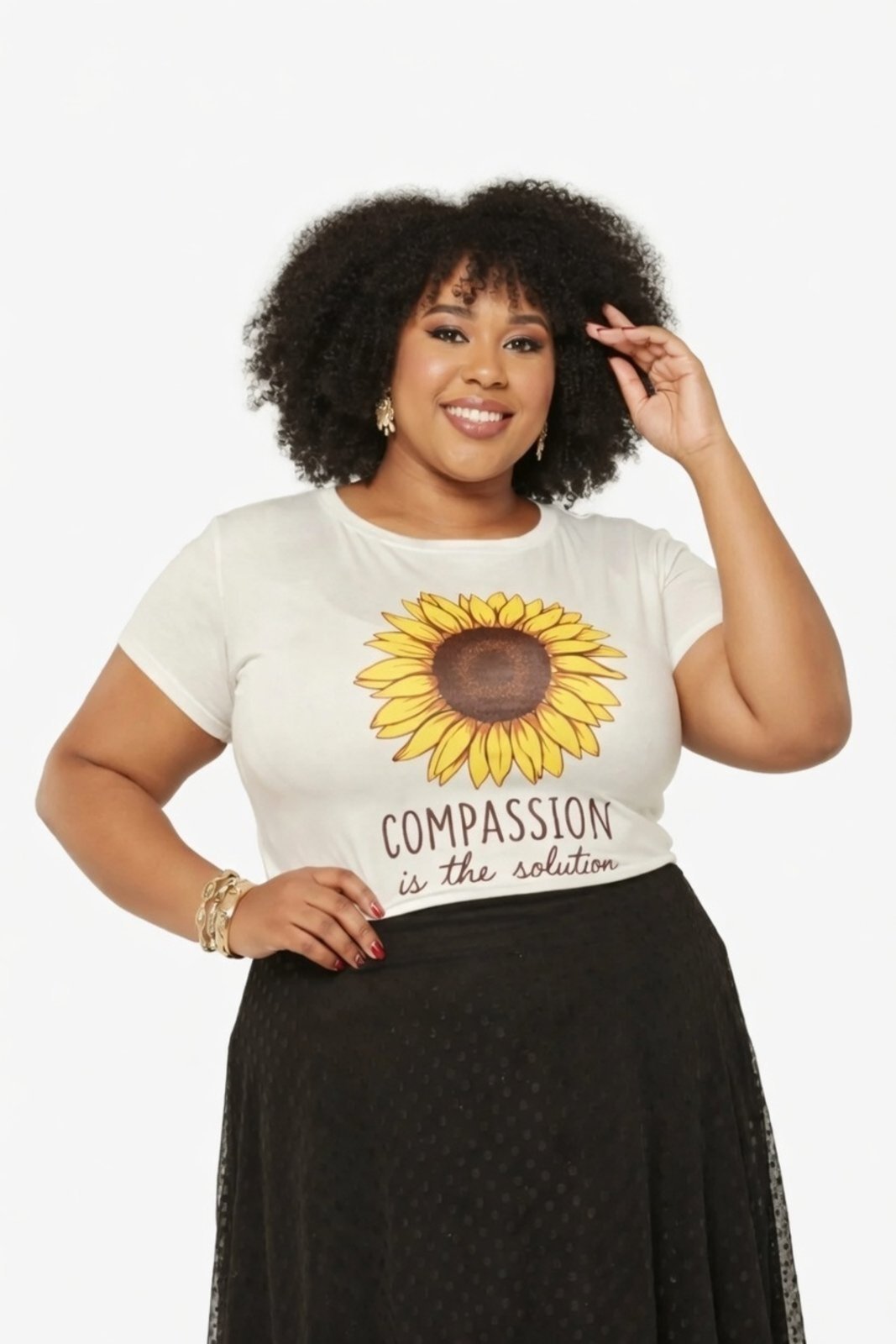 Vista 2 T-shirt Plus Size D Bell Outlet Fashion Compassion Off-White branco white D BELL OUTLET FASHION branco white