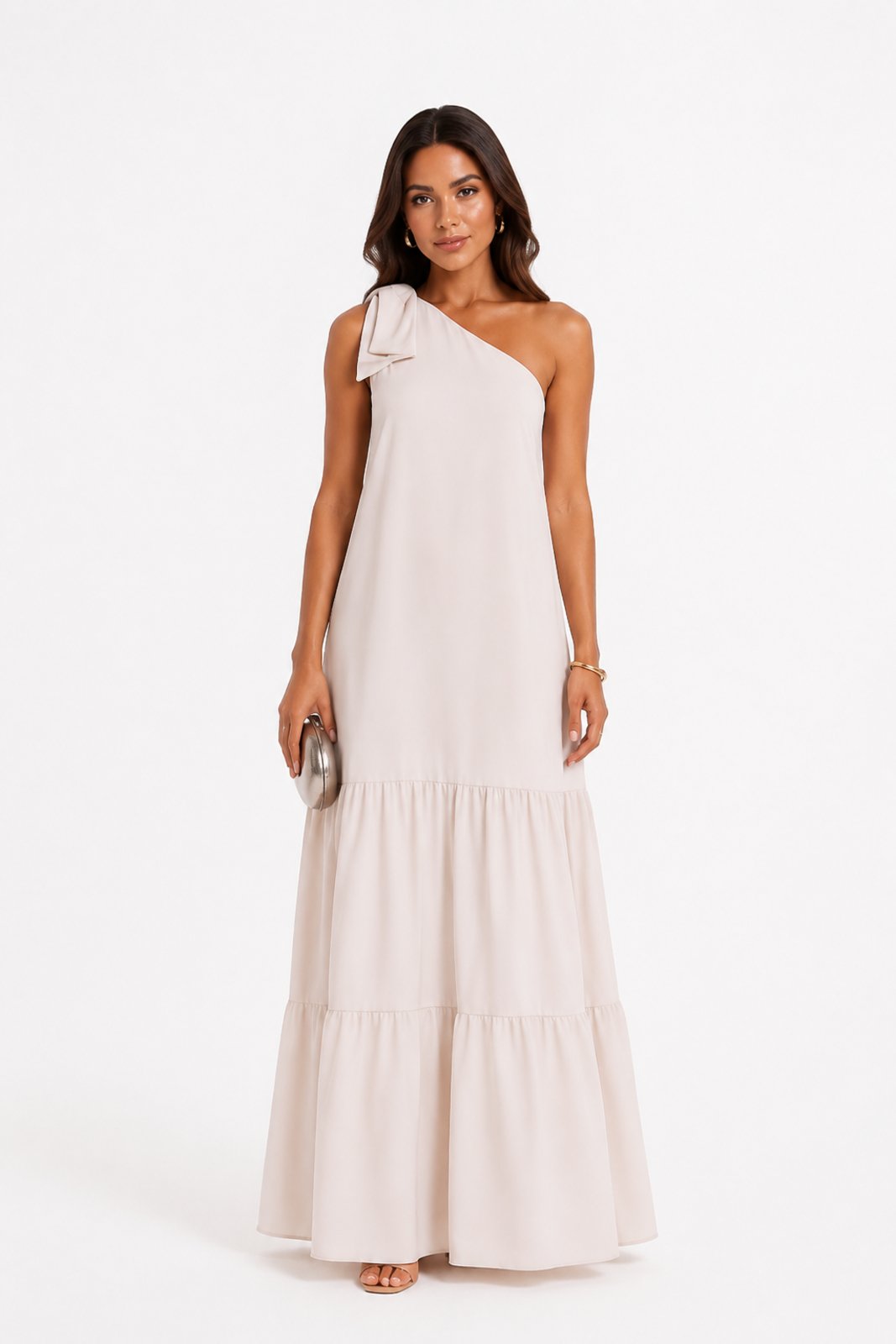 Vestido Longo D Bell Outlet Fashion Manga Nula Off-White