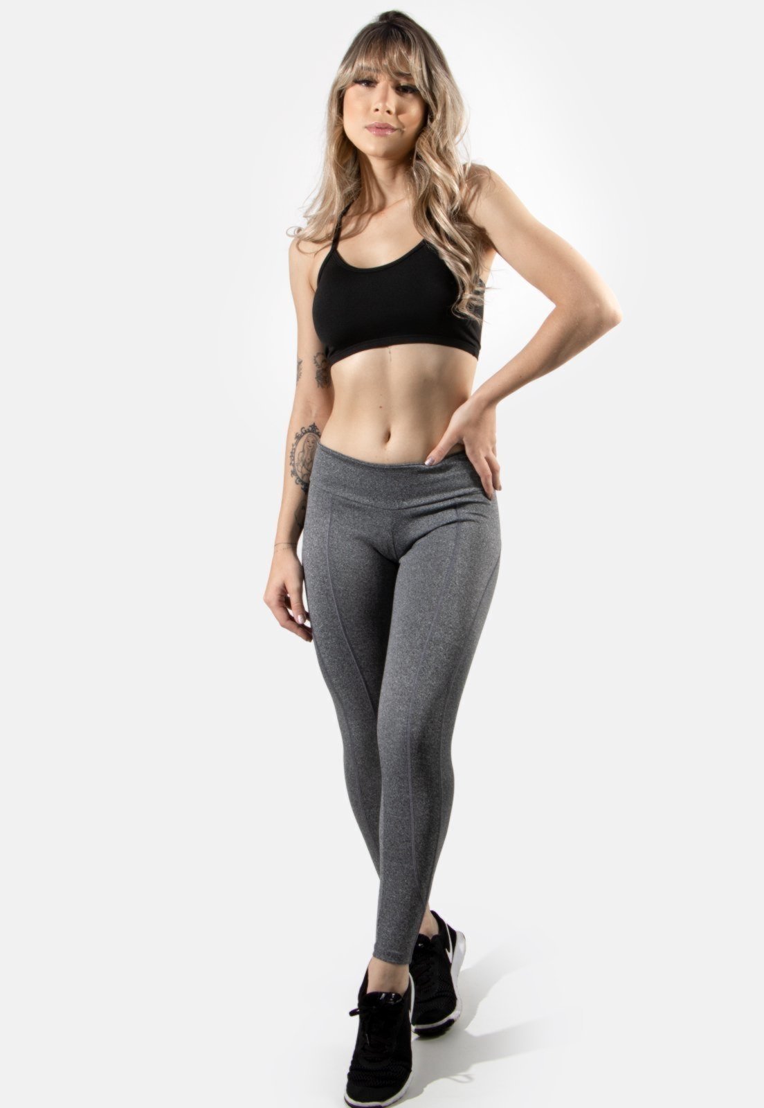 Calça Legging 4 Estações Montaria Cintura Alta Lisa Calça Fitness Cinza