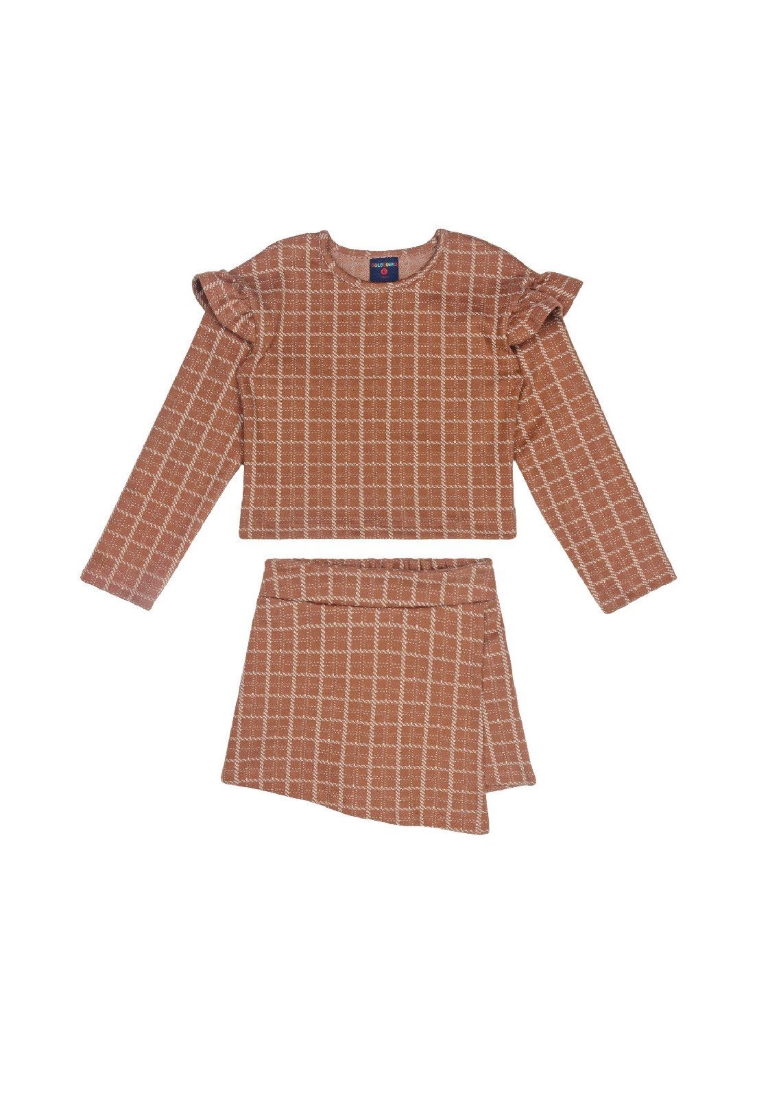 Infantil - Conjunto com Blusa e Short-Saia Guloseima Marrom