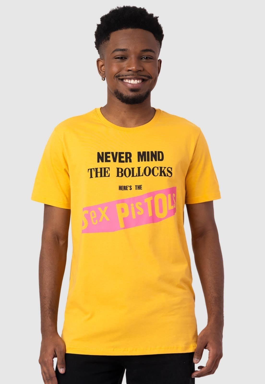Camiseta Piticas Sex Pistols Never Mind Amarelo