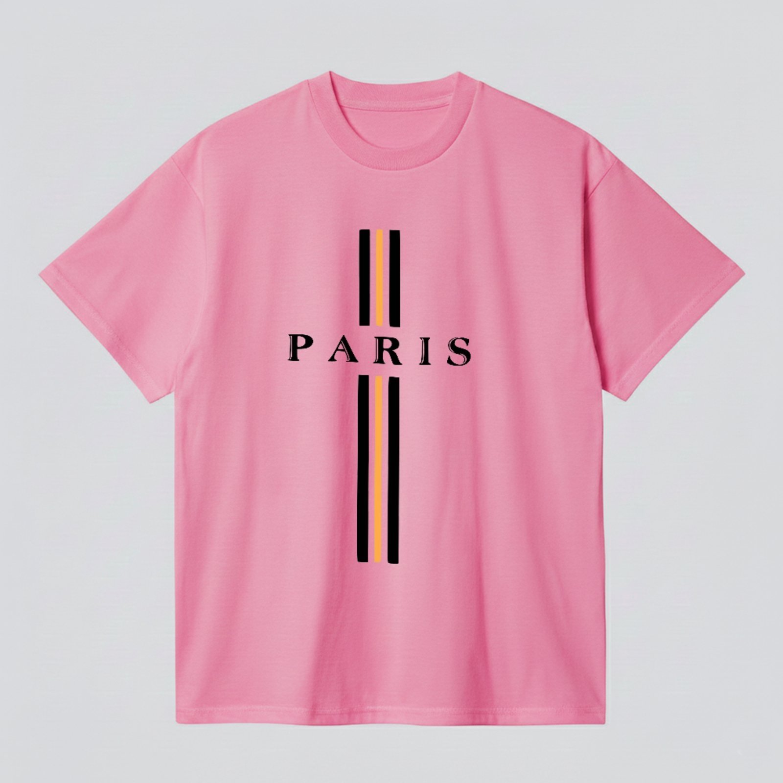 Camiseta Básica Paris Listrada Estilo Premium Confortável Rosa