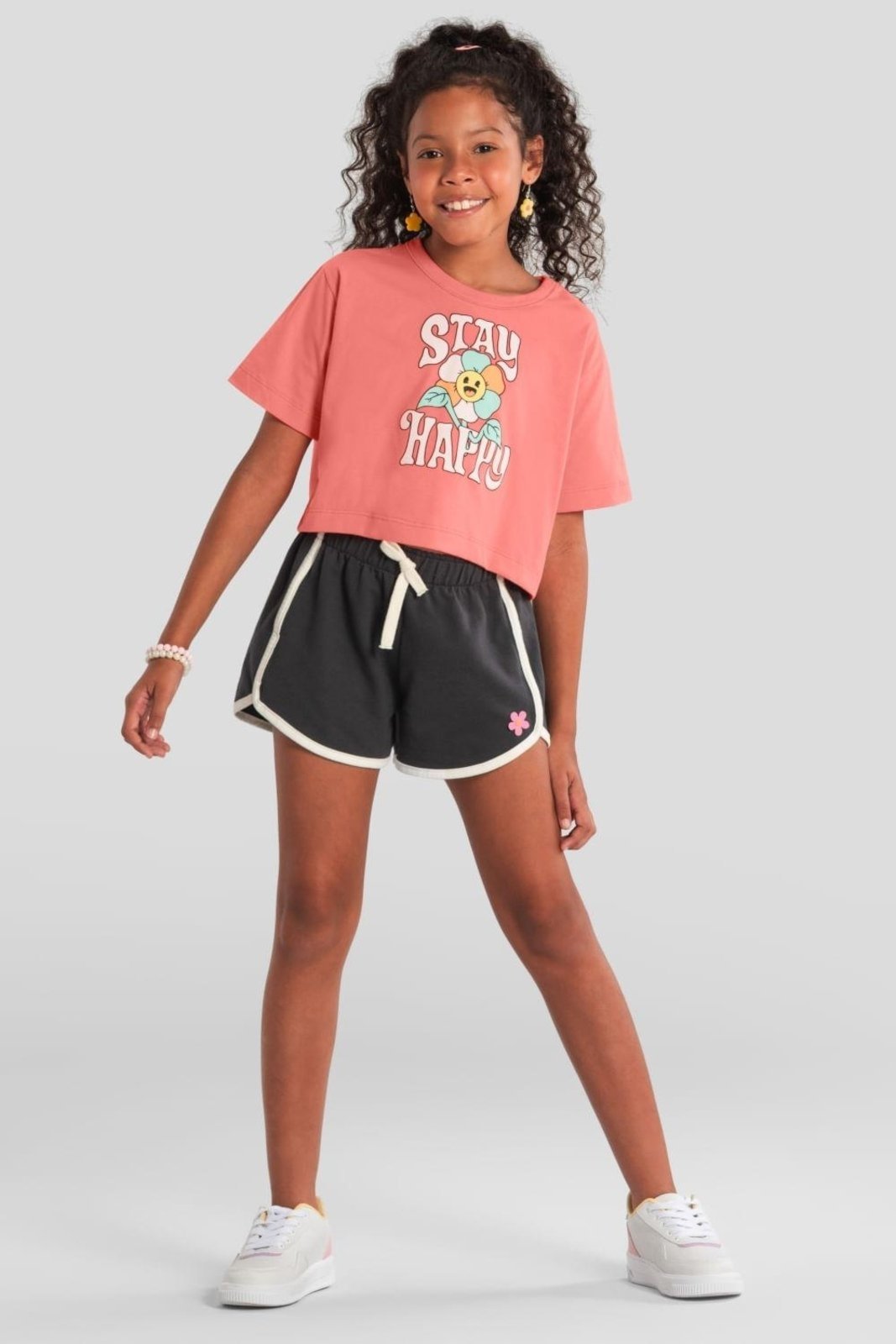 Infantil - Blusa menina cropped estampada Brandili