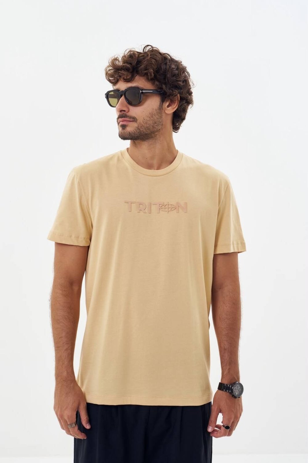 Camiseta Masculina com Estampa Triton Bege Biento