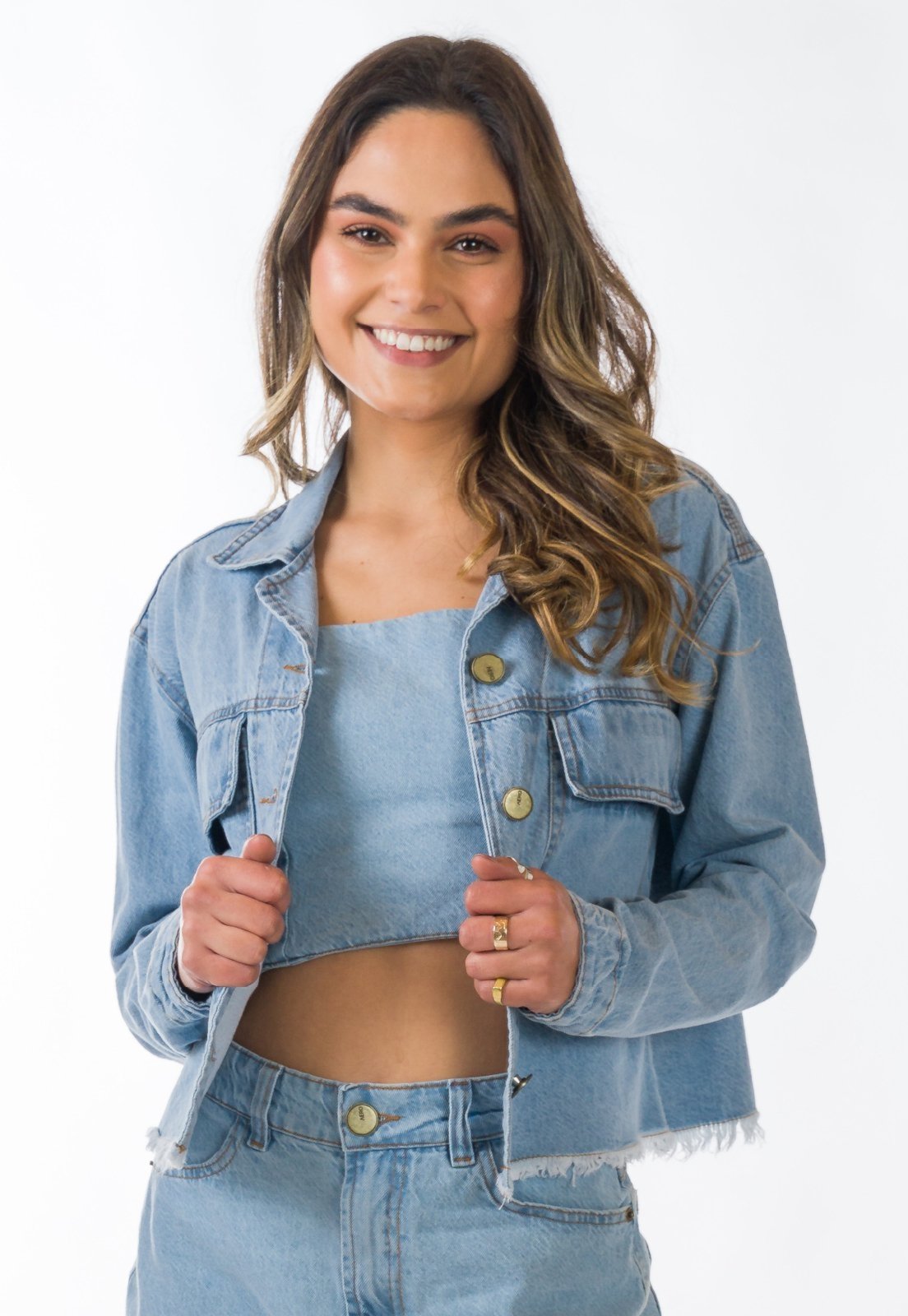 Jaqueta Aero Jeans Cropped Jeans Claro