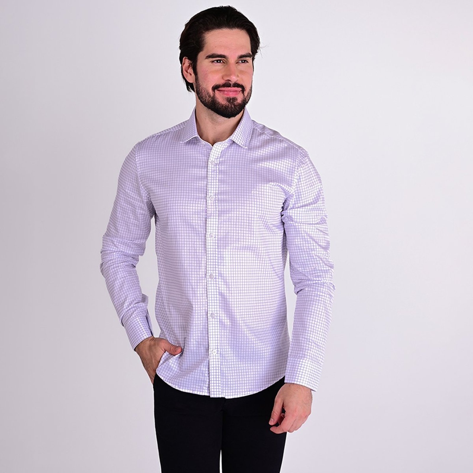 Camisa Calvin Klein Xadrez Pima Branca