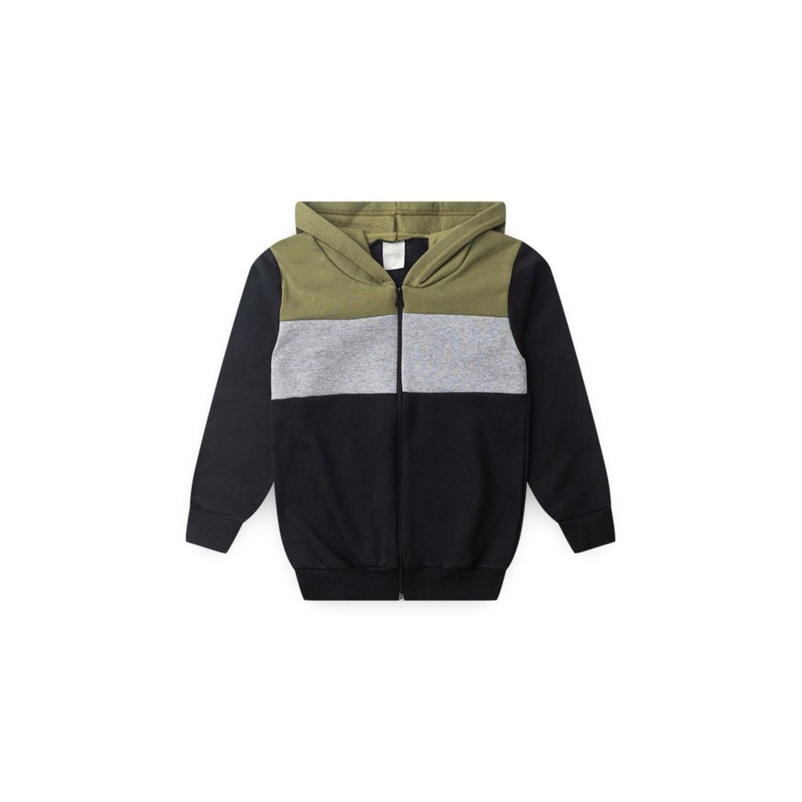 Vista 2 Infantil - Jaqueta Inverno Menino Com Capuz em Moletom com Recortes Molekada preto Molekada preto