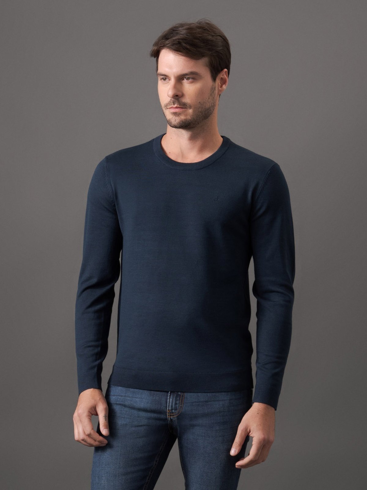 Tricot Masculino Decote Redondo Calvin Klein - Marinho Calvin Klein Jeans