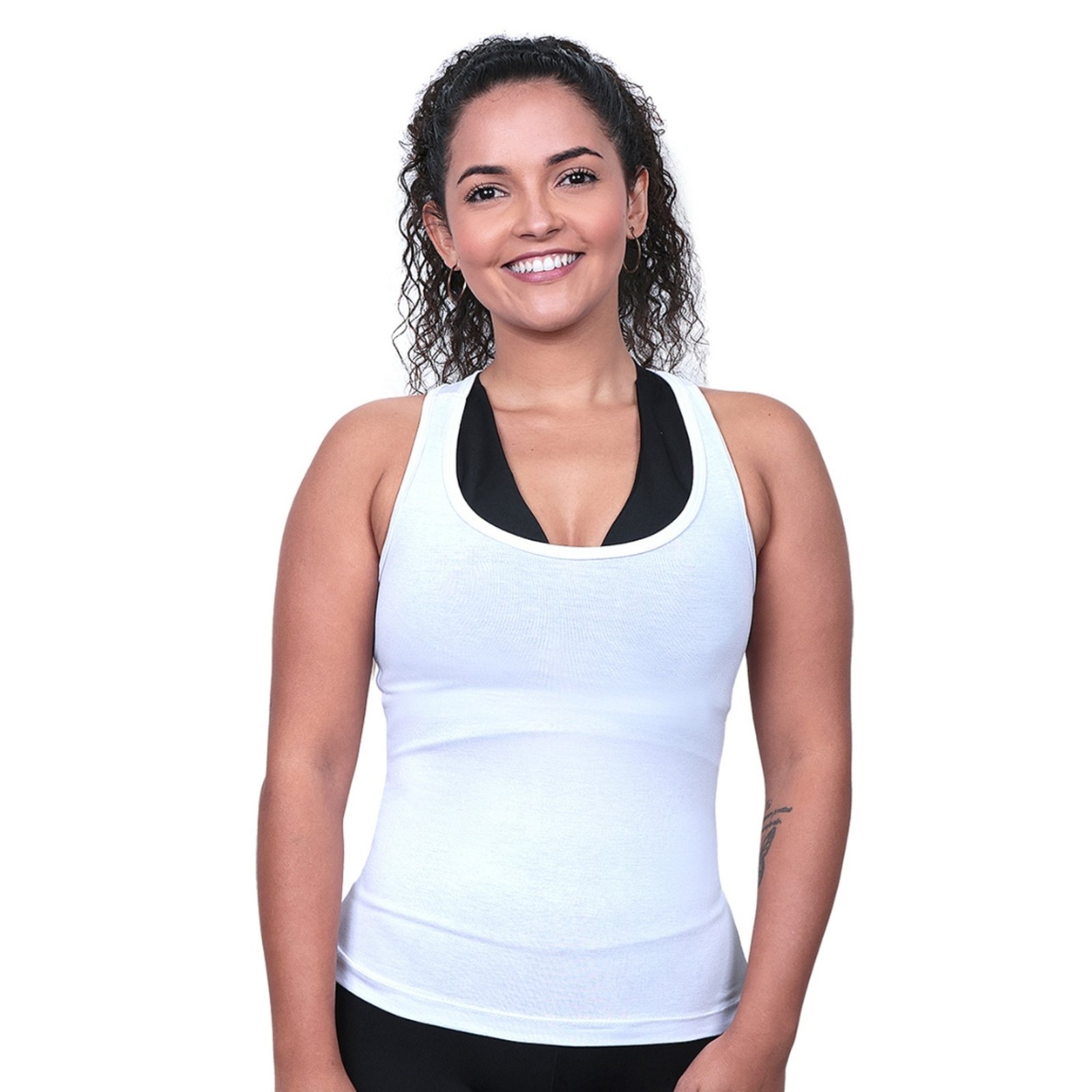 Regata Feminina Viscolycra Techmalhas Academia Treino Esportiva Branco