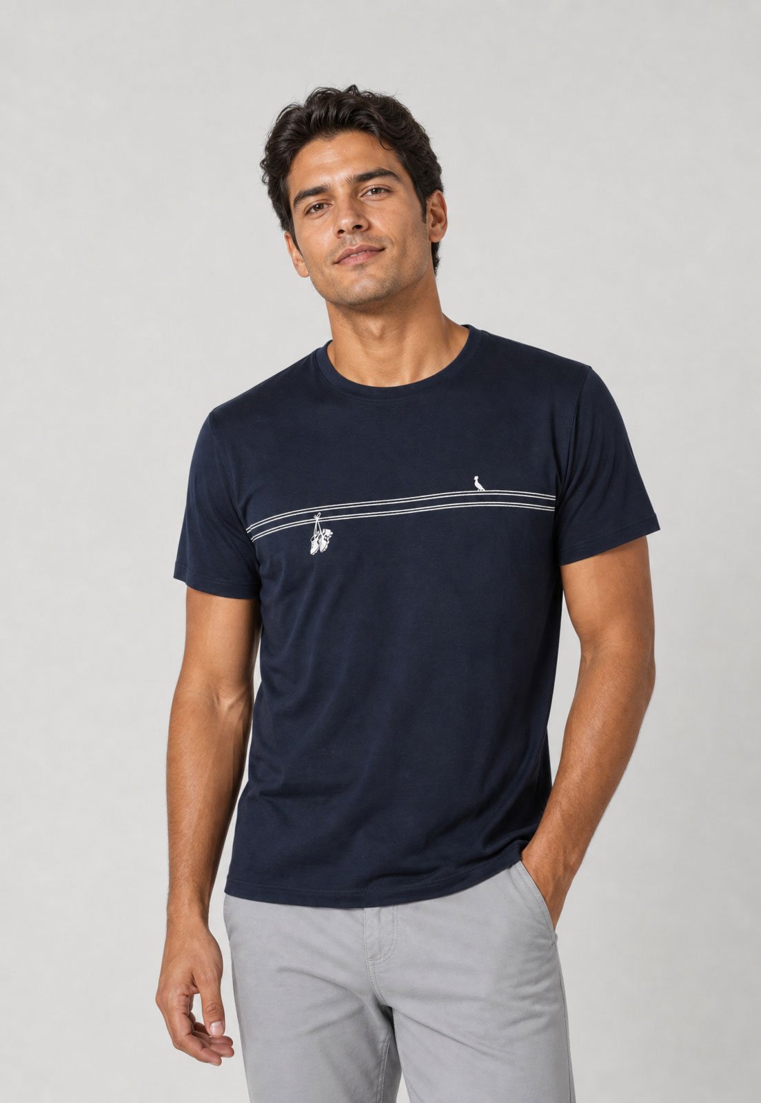 Camiseta Masculina Reserva Tênis no Fio Azul-marinho