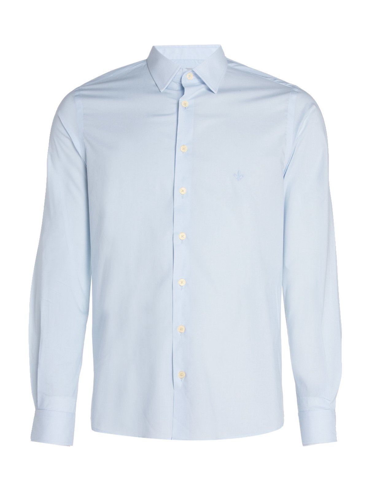 Vista 3 Camisa Dudalina Masculina Slim Tricoline Lisa Stretch Claro azul Dudalina azul