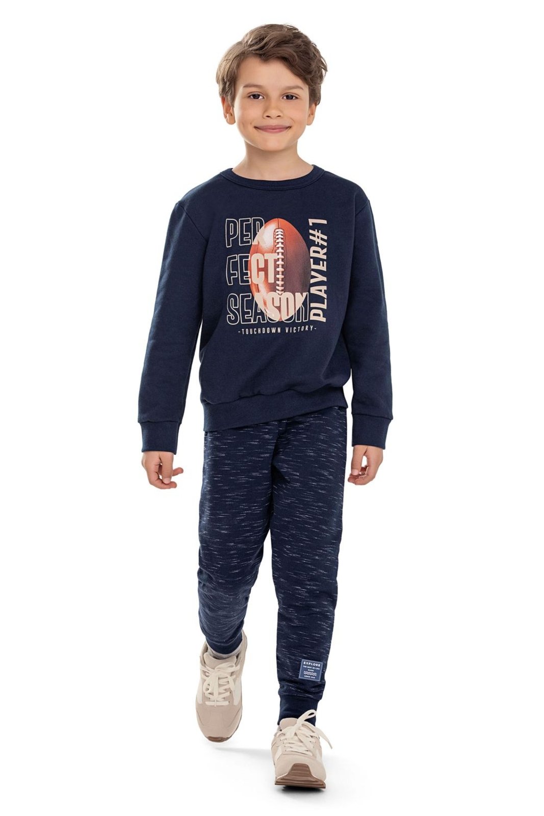 Infantil - Conjunto Longo Menino Football Elian Azul
