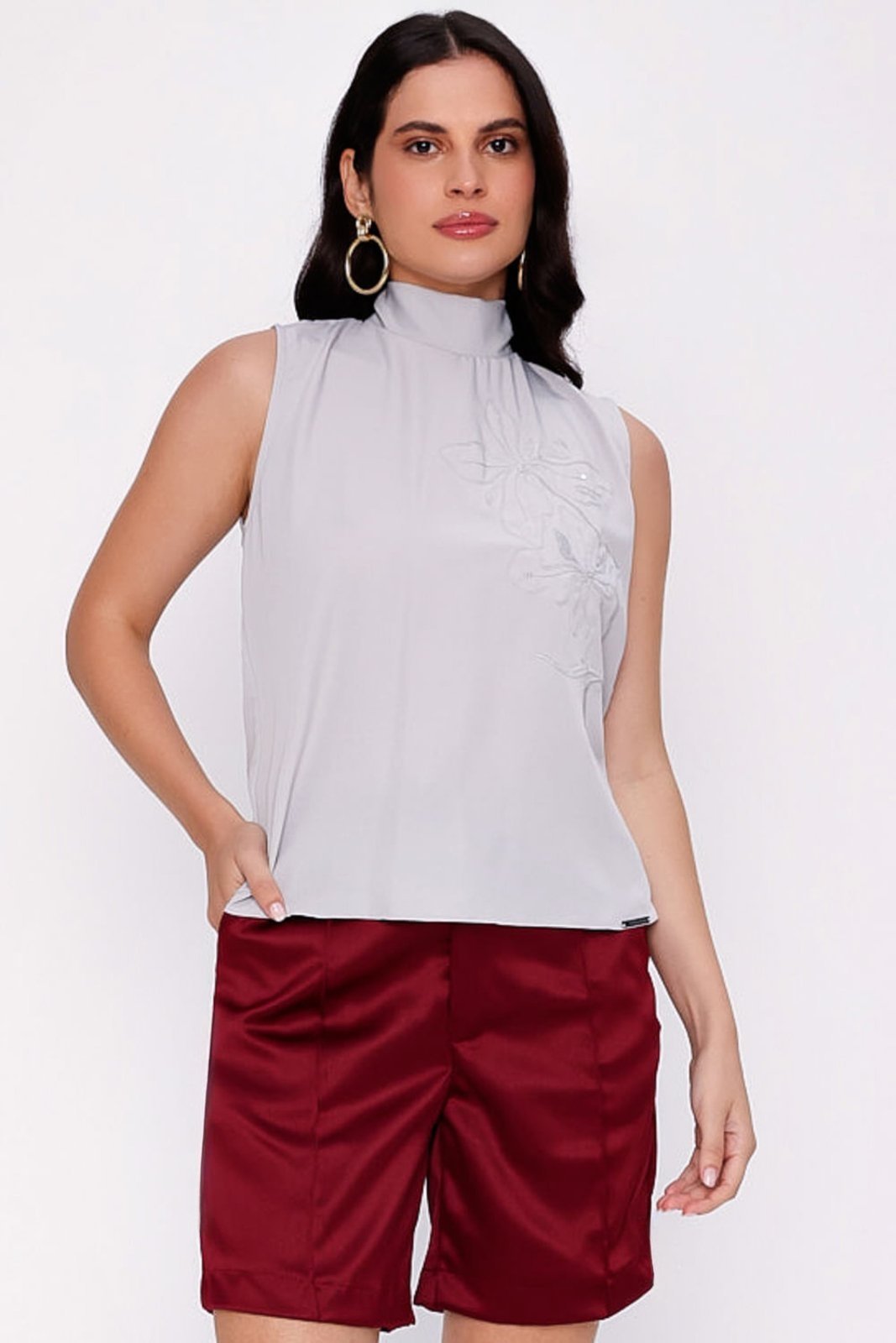 BLUSA FLOWER GLAM GRAFITE Gatabakana
