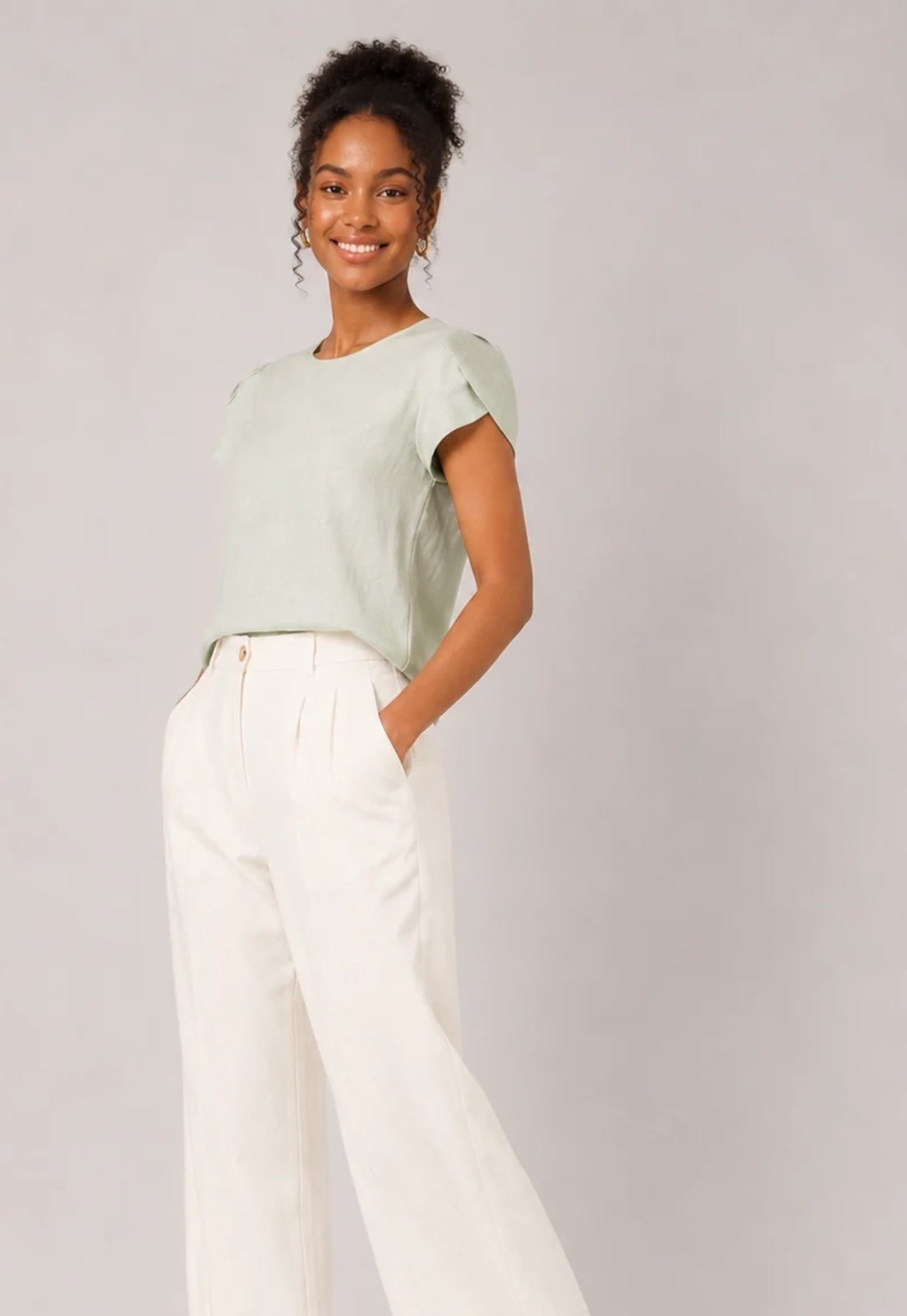 Blusa com Manga Curta e Detalhe de Pregas Salvatore Verde