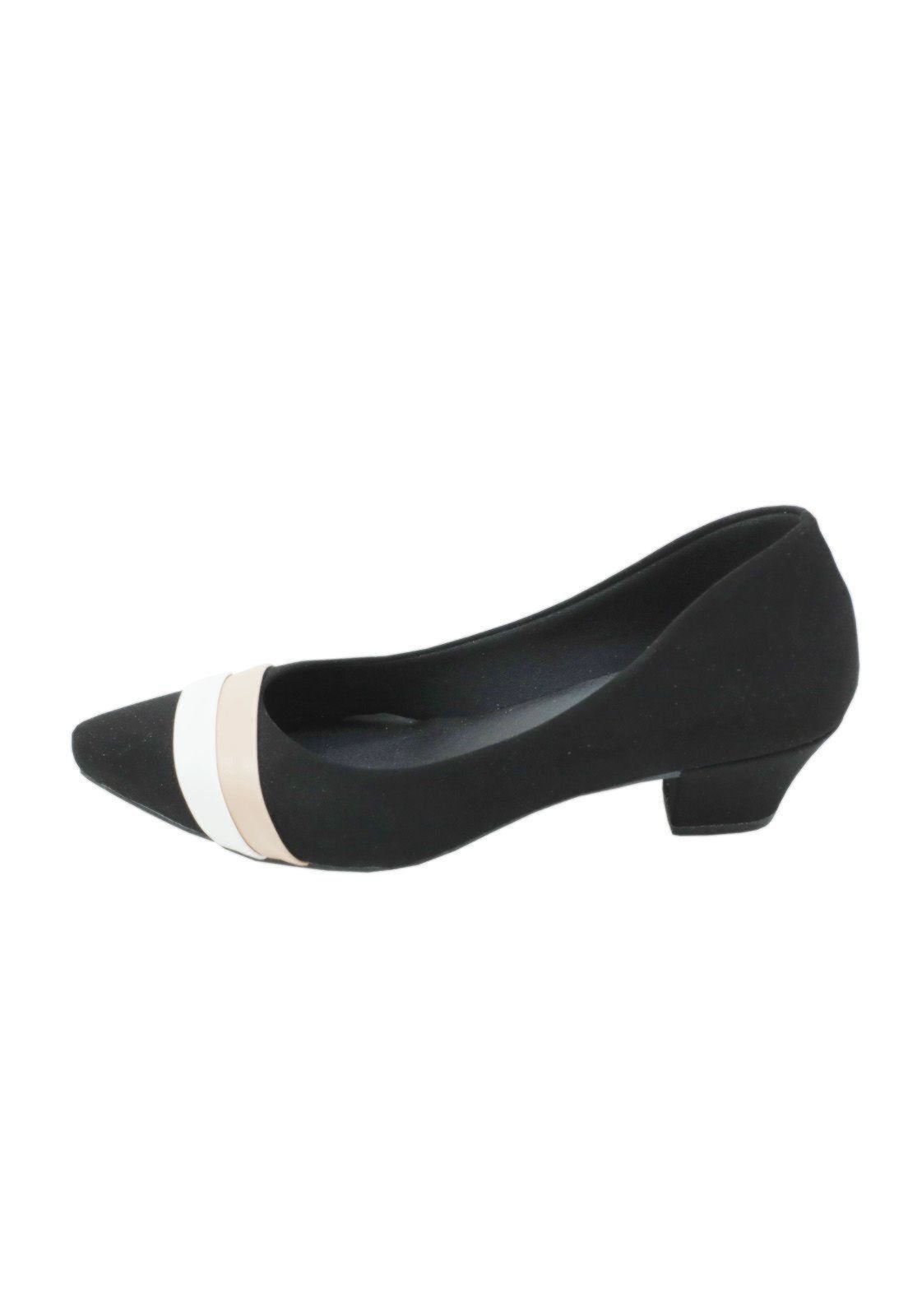Scarpin Feminino Bico Fino Donna Santa Salto Baixo Preto