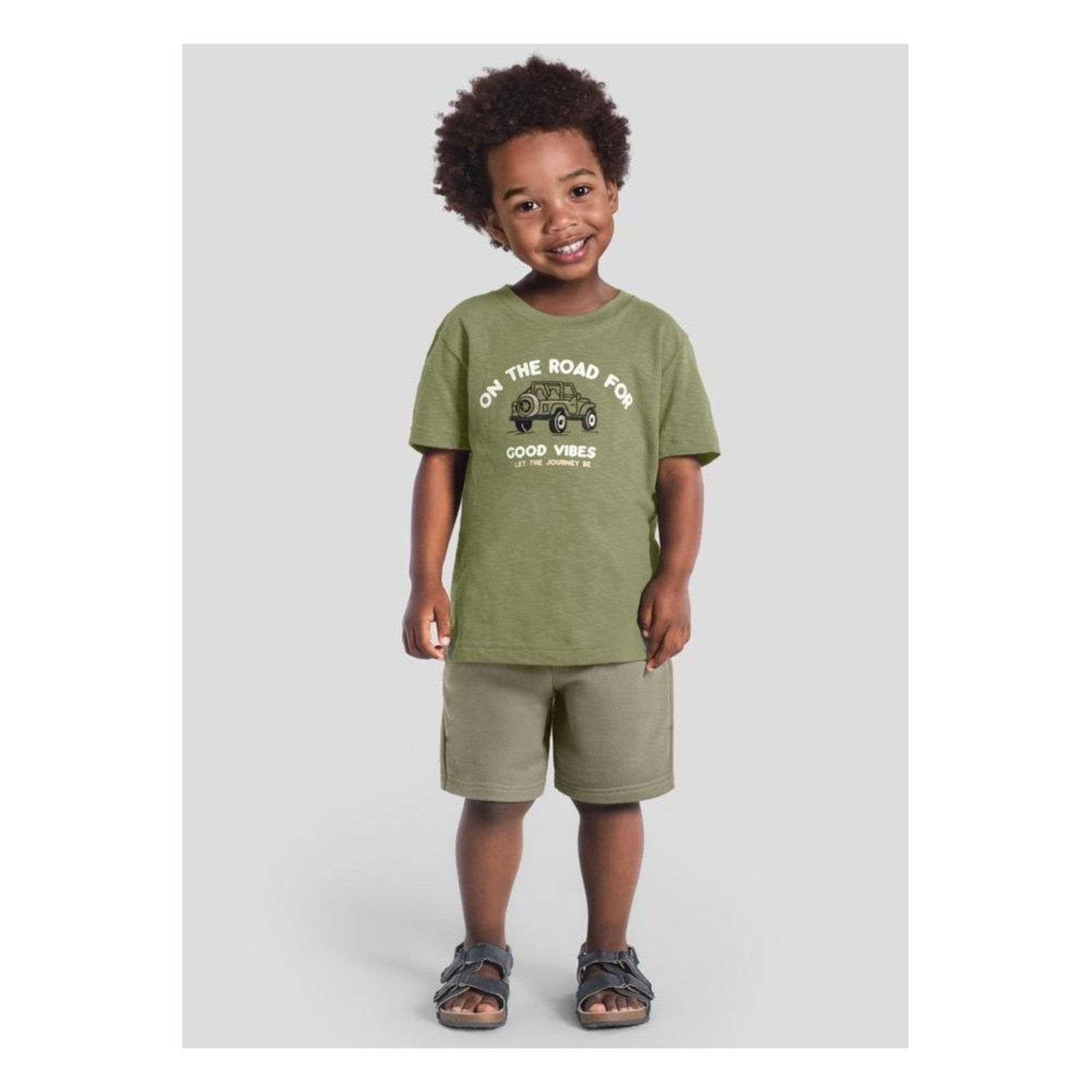 Infantil - Conjunto Camiseta e Bermuda Estampada Brandili Verde Verde 1 Verde